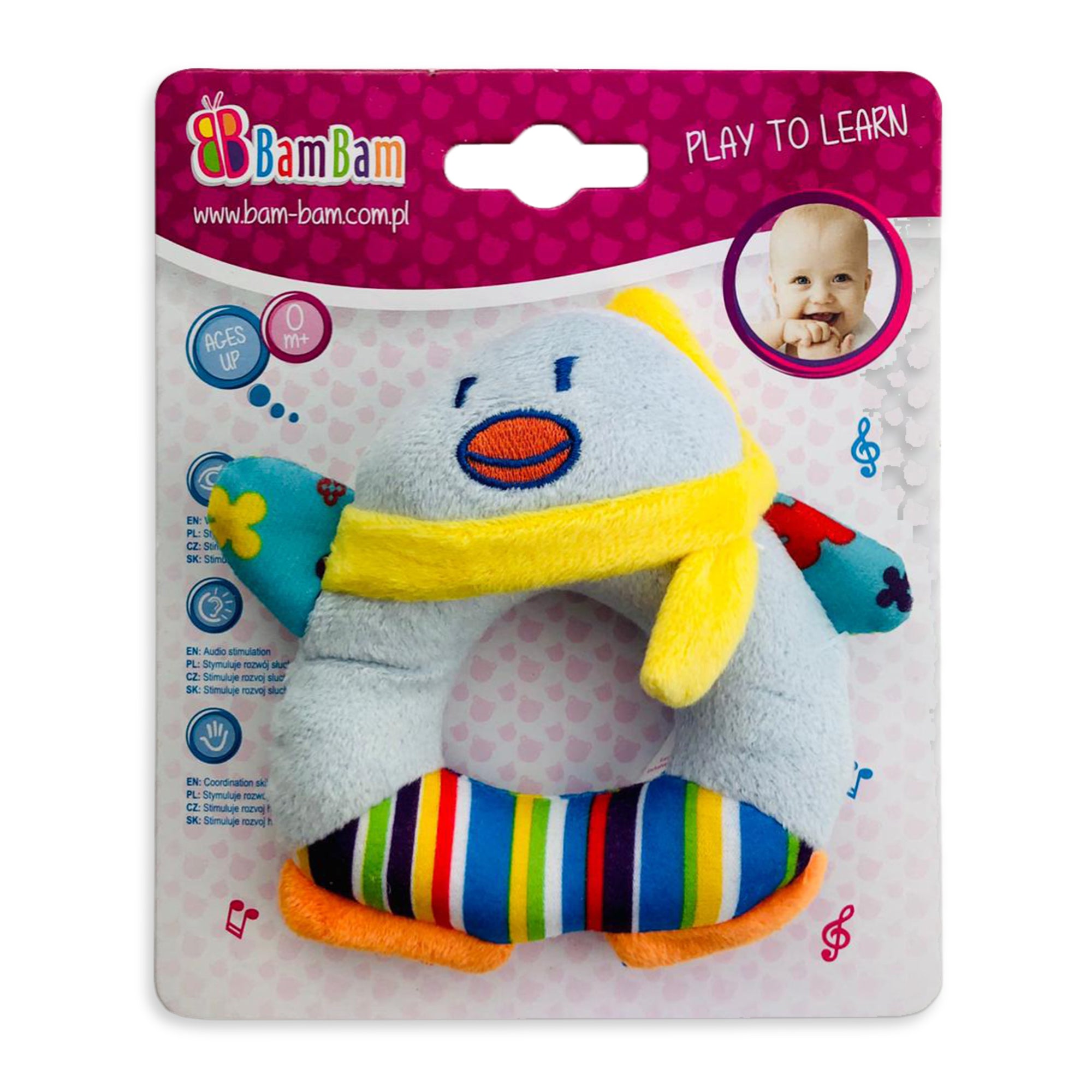 Giocattolo creativo per bambini neonato BamBam Pinguino sonaglio di peluche 2843