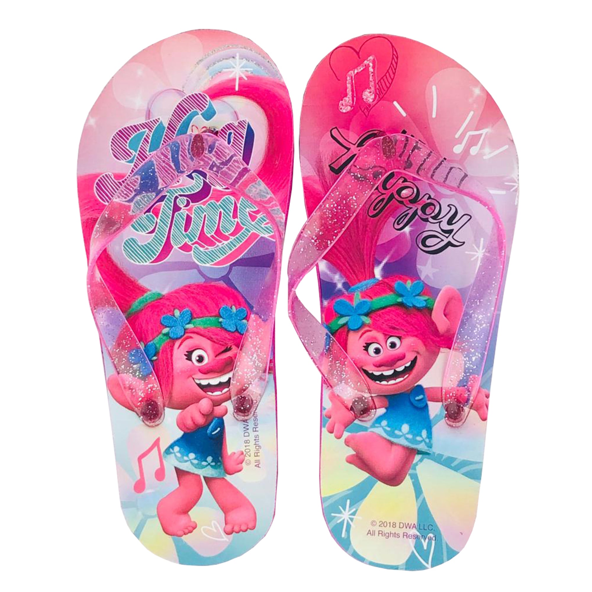 Ciabatte infradito in gomma per bambina flip flop glitterate Trolls Poppy 2891