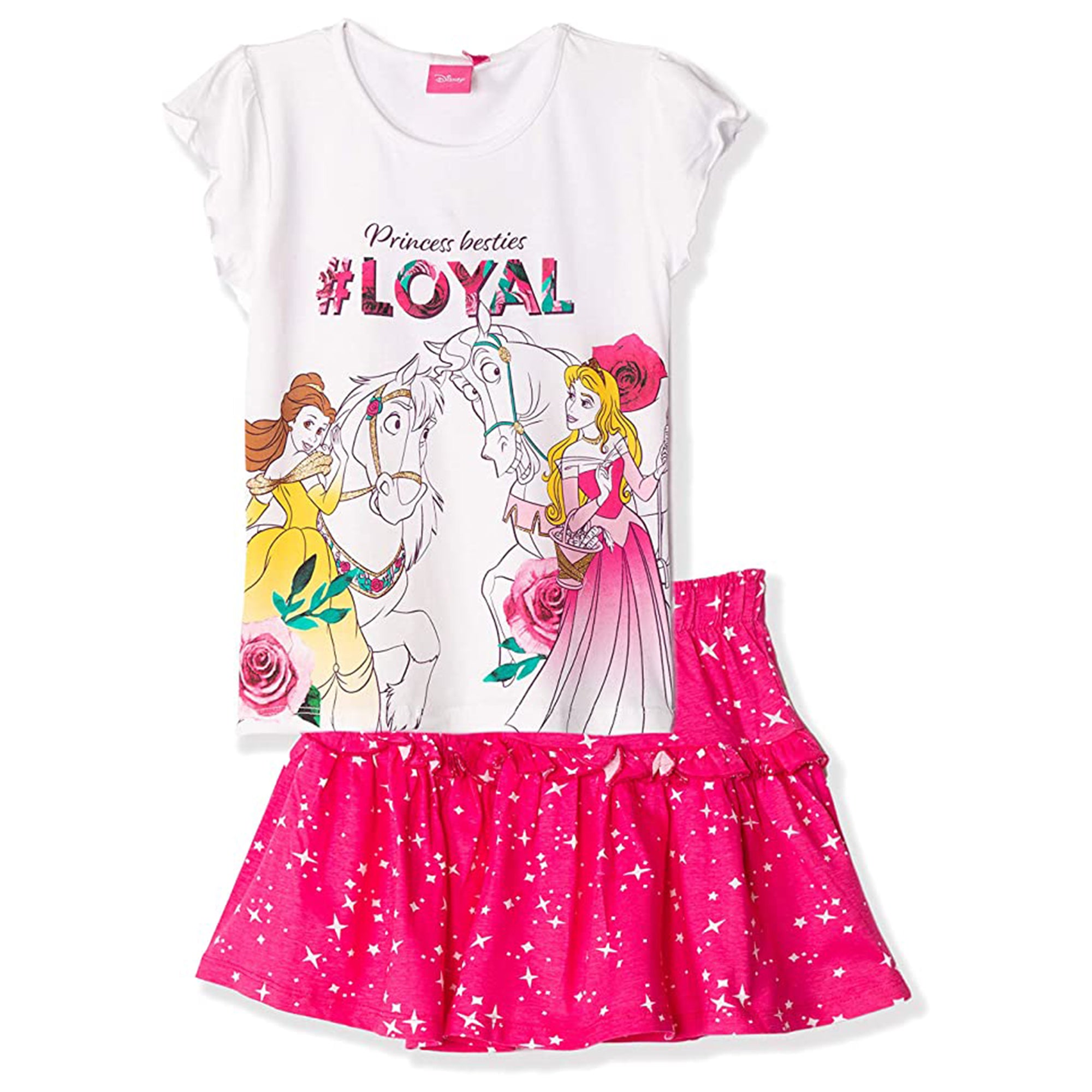 Maglietta con gonna Disney Principesse T-shirt in cotone vestitino stampato 2892