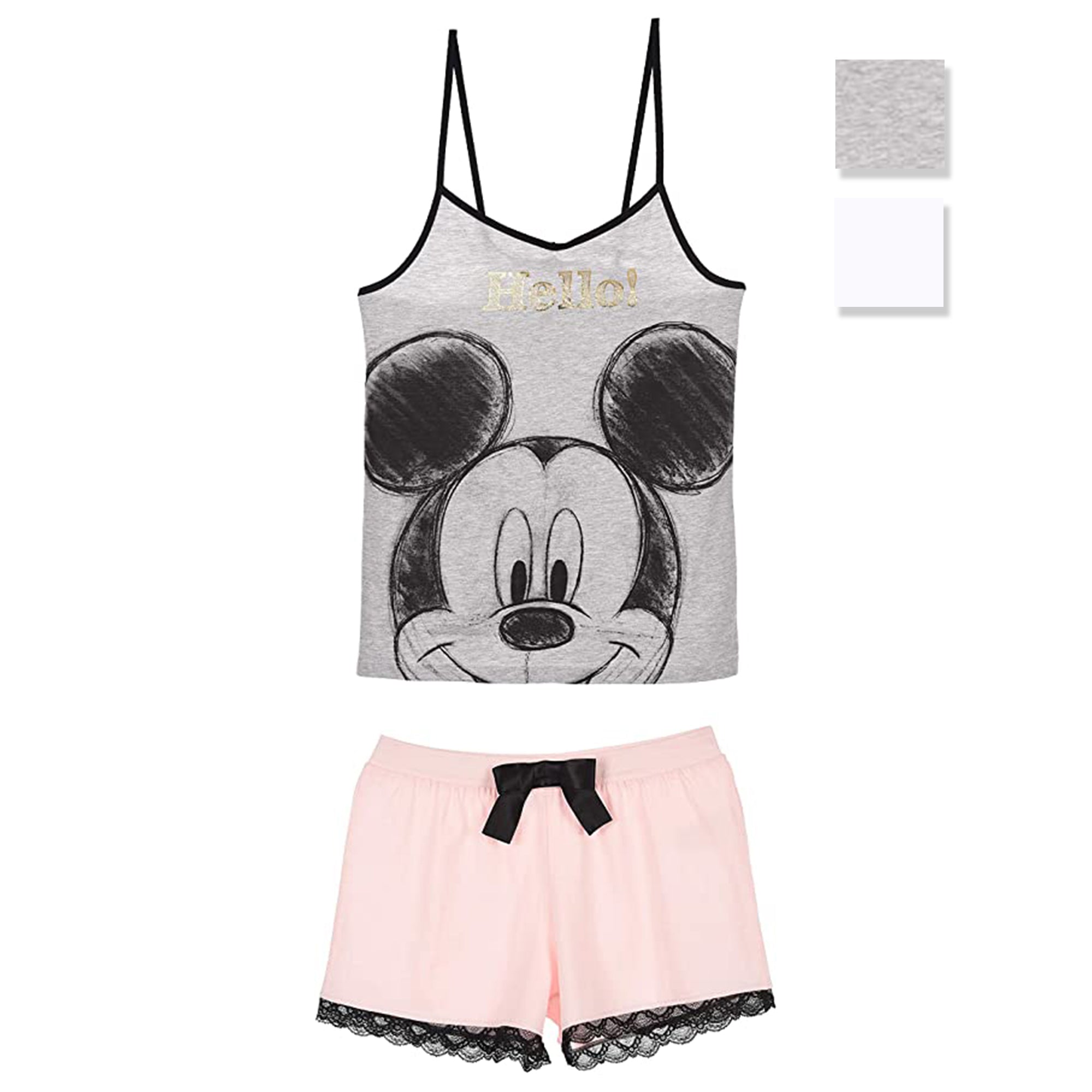 Pigiama corto donna Disney Mickey Mouse top e pantaloncino in cotone 2895