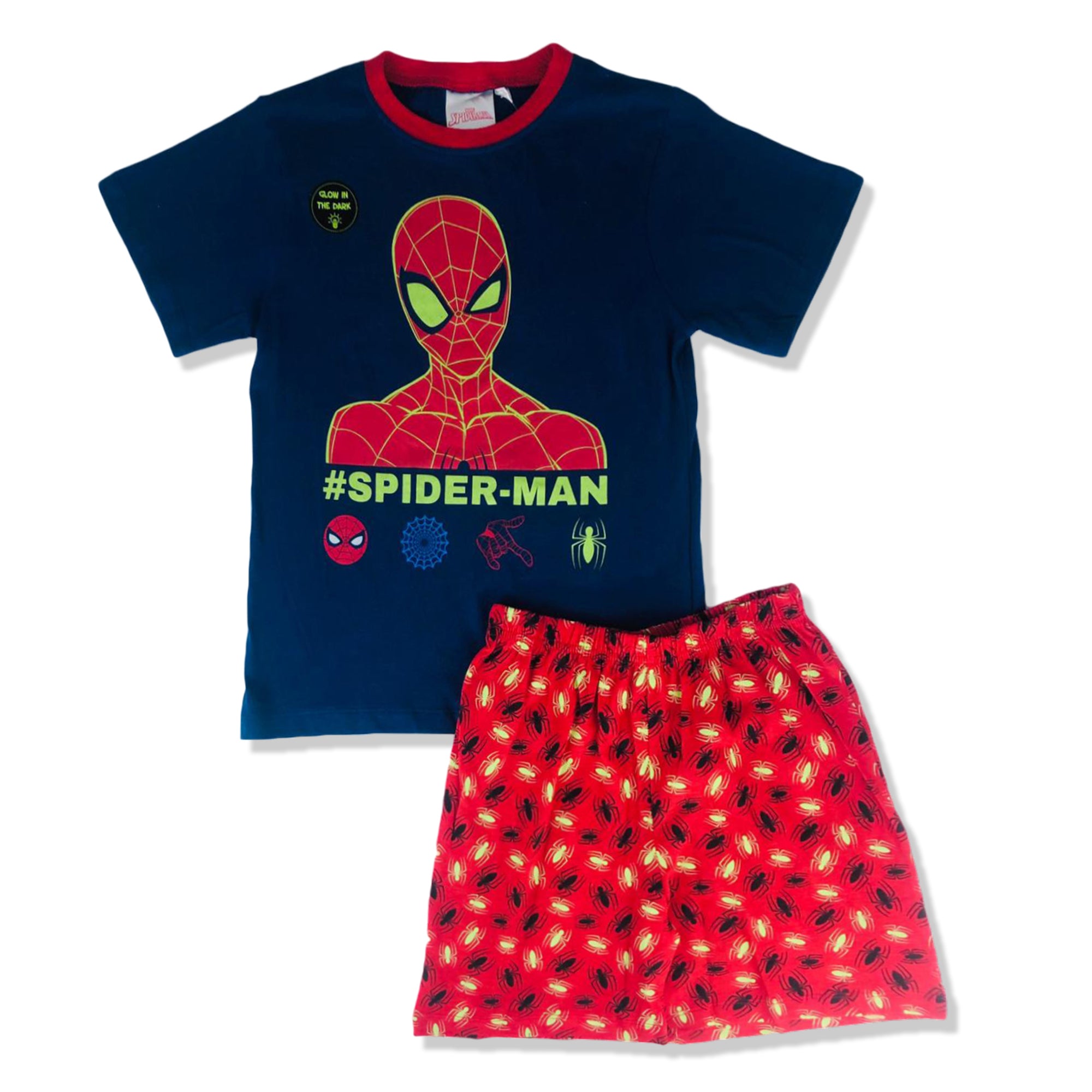 Pigiama corto bambino Marvel Spiderman t-shirt e pantaloncino in cotone 2899