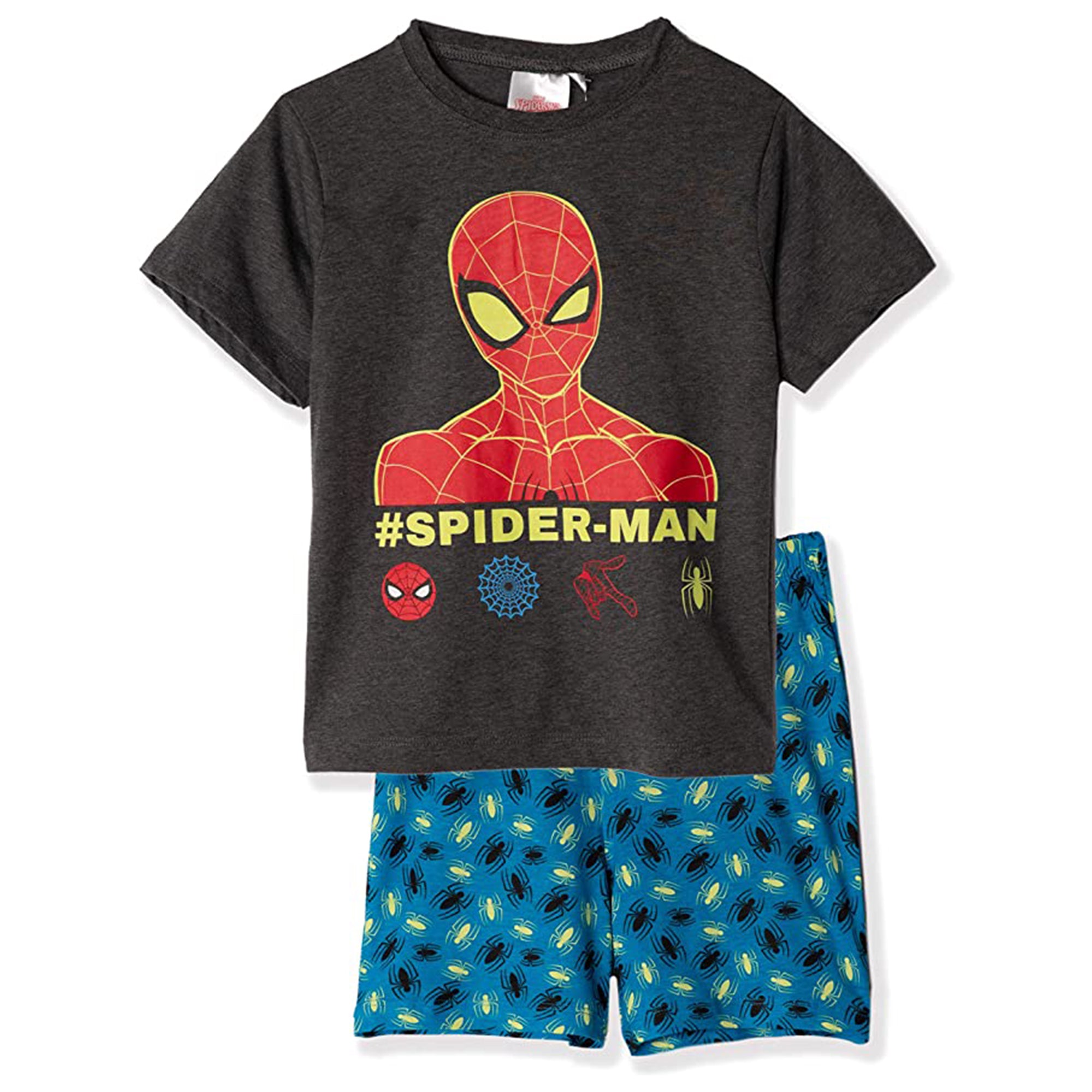 Pigiama corto bambino Marvel Spiderman t-shirt e pantaloncino in cotone 2899