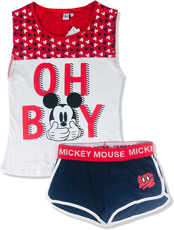 Pigiama corto donna Disney Mickey Mouse canotta e pantaloncino in cotone 2901