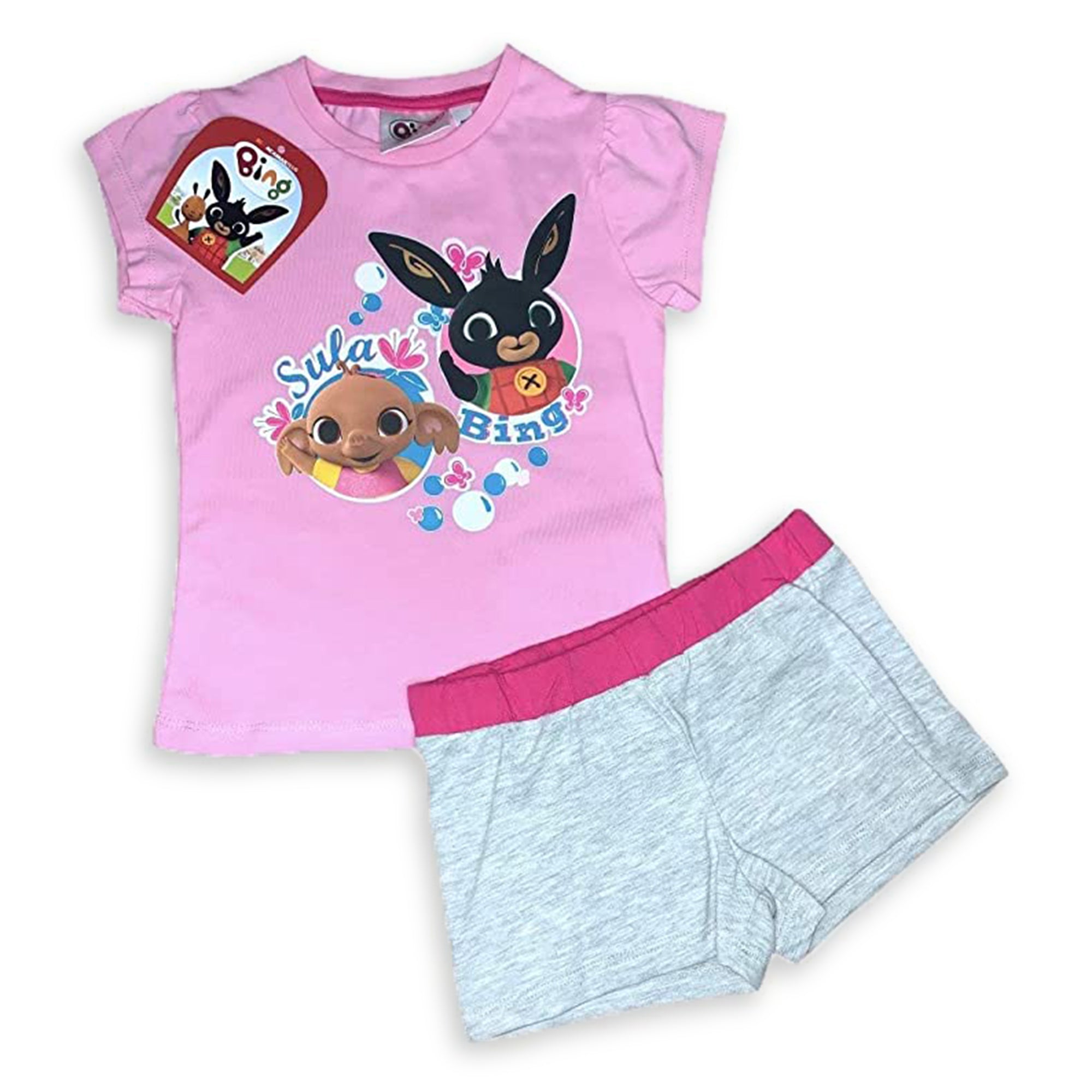 Pigiama corto bambina Bing completo t-shirt e pantaloncino in cotone 3109