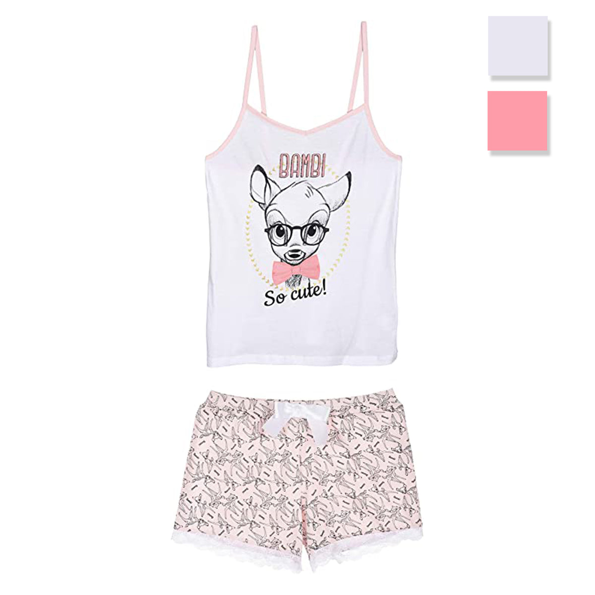 Pigiama corto donna Disney Bambi top e pantaloncino in cotone 3230