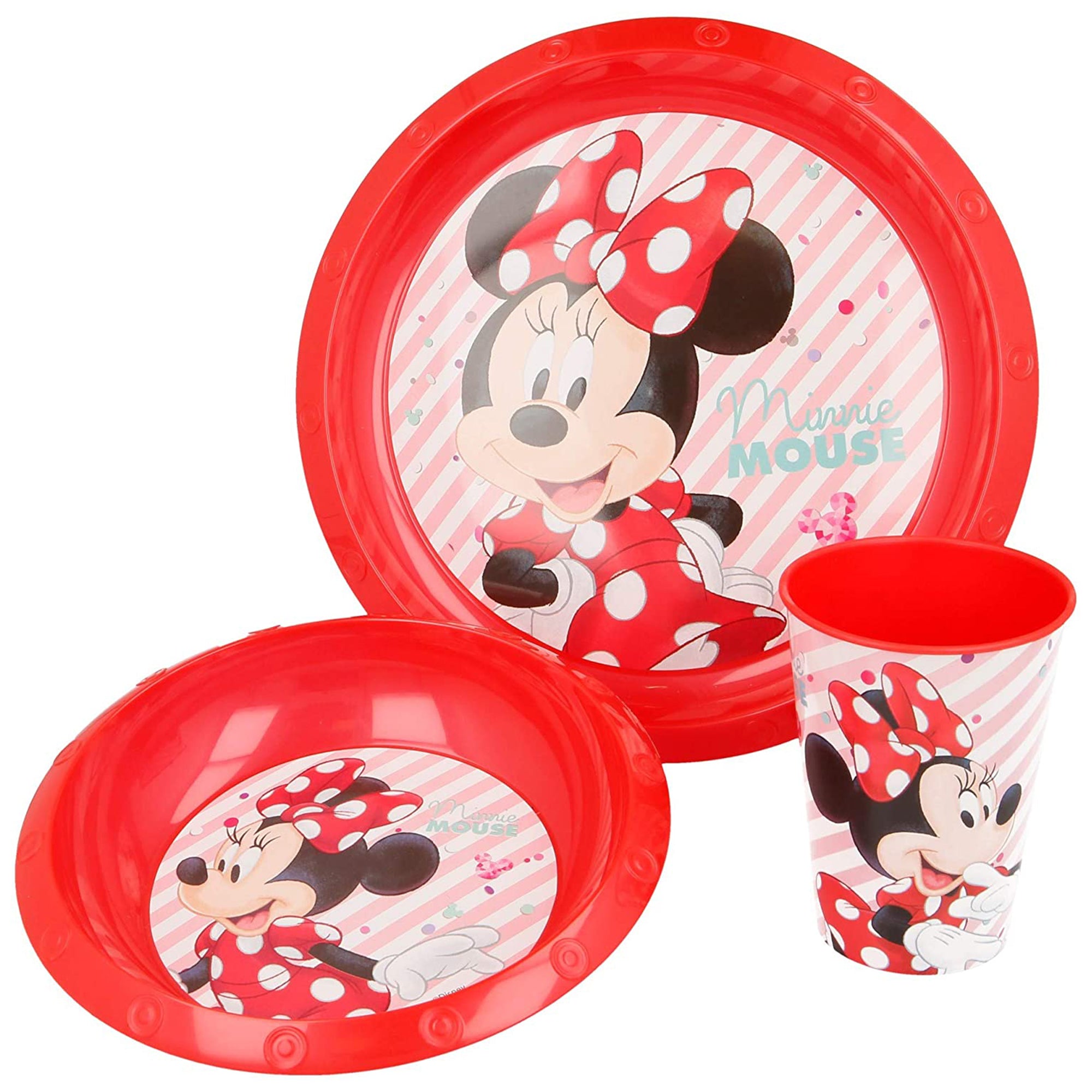 Set colazione 3 pezzi Disney Minnie Mouse piatto bicchiere e scodella asilo 3265