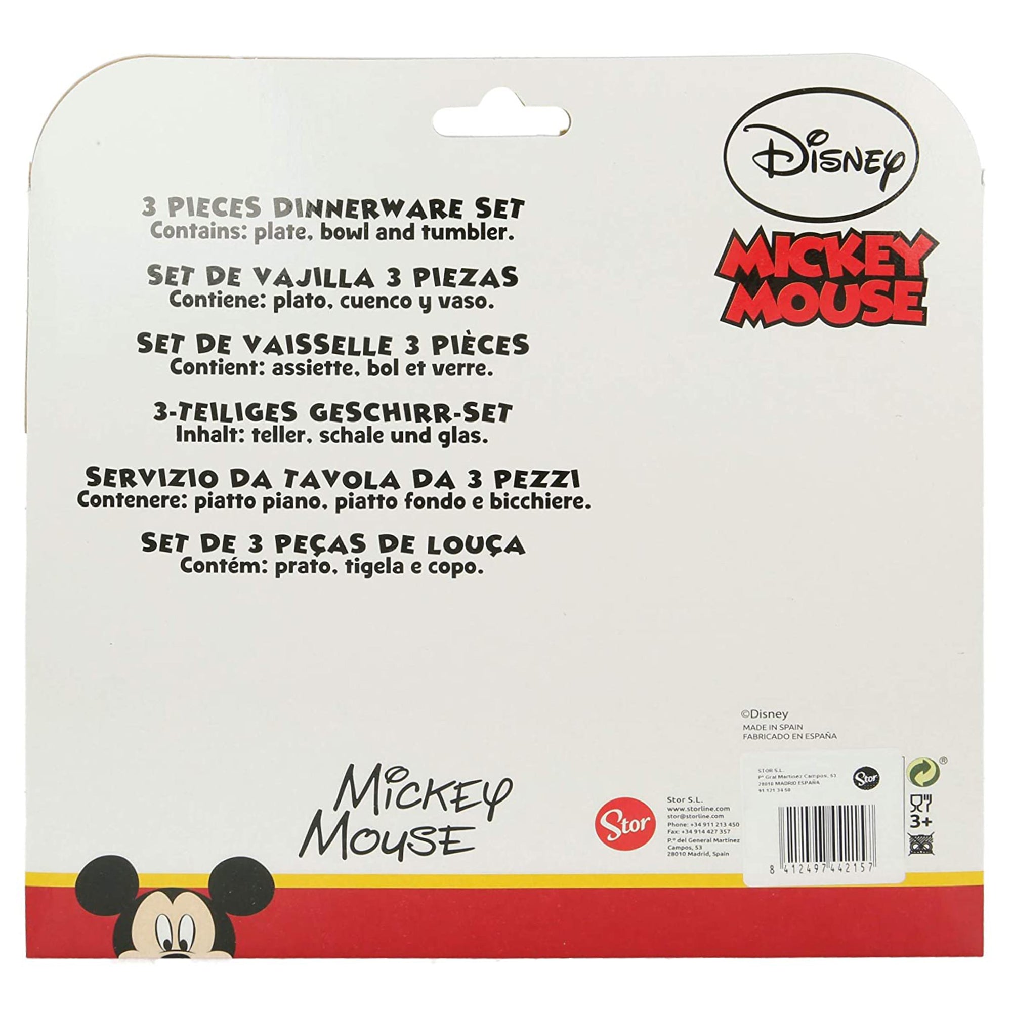 Set colazione 3 pezzi Disney Mickey Mouse piatto bicchiere e scodella asilo 3276