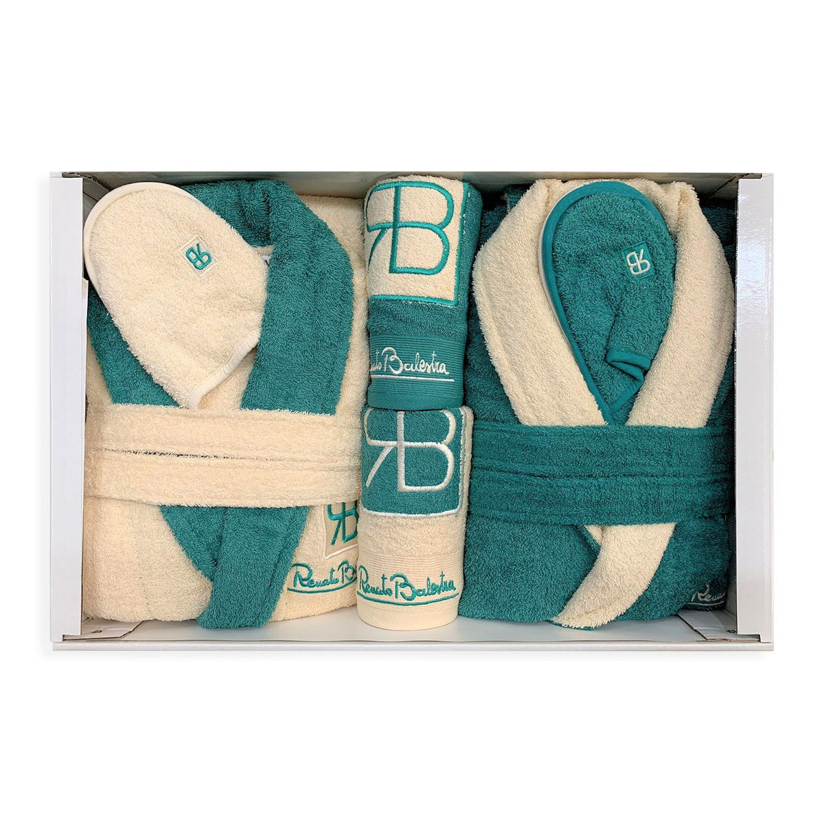 Completo bagno asciugamani accappatoi set uomo donna Renato Balestra 3294