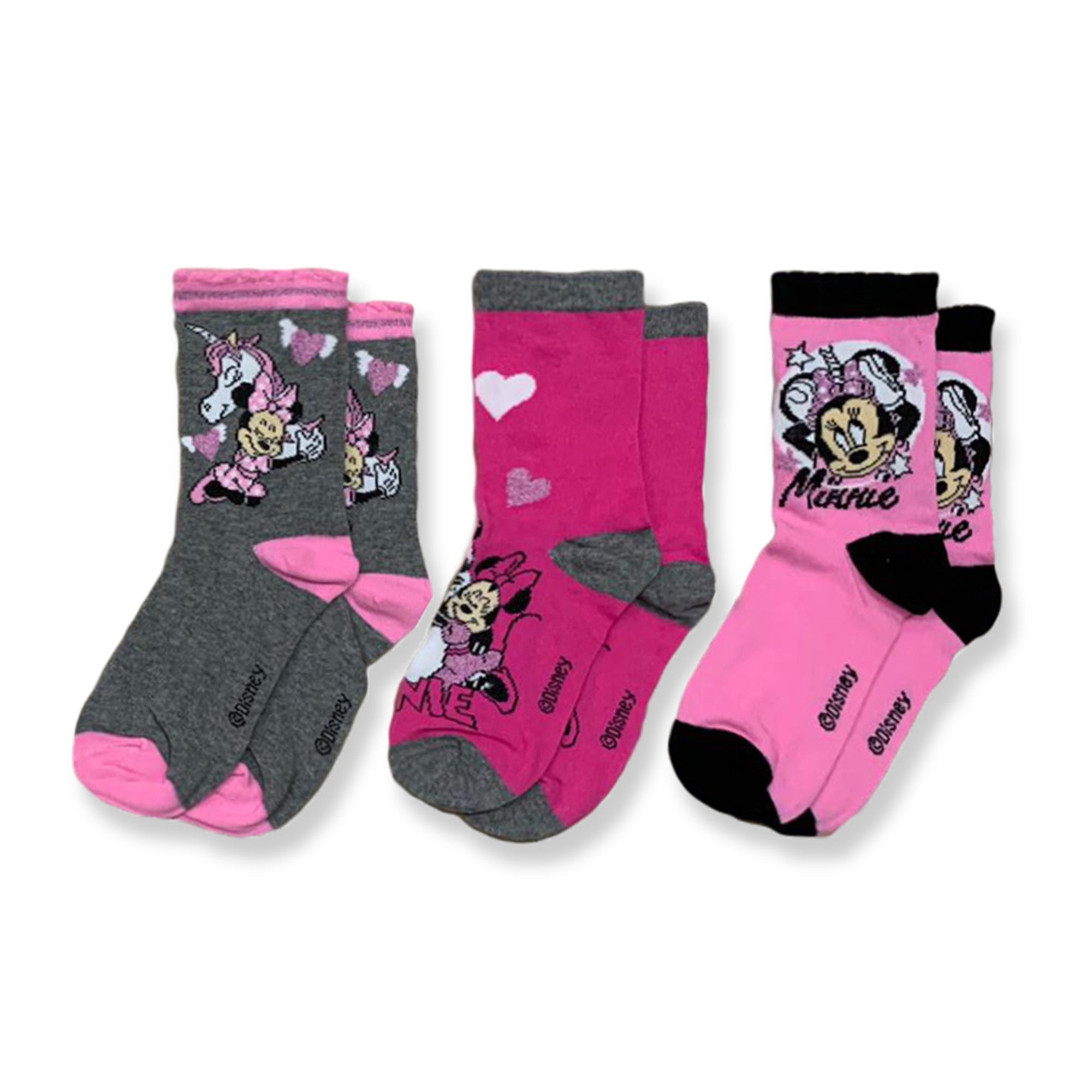 Calzini Disney Minnie Mouse Unicorno 3 Paia con Lurex per bambina in cotone 3325