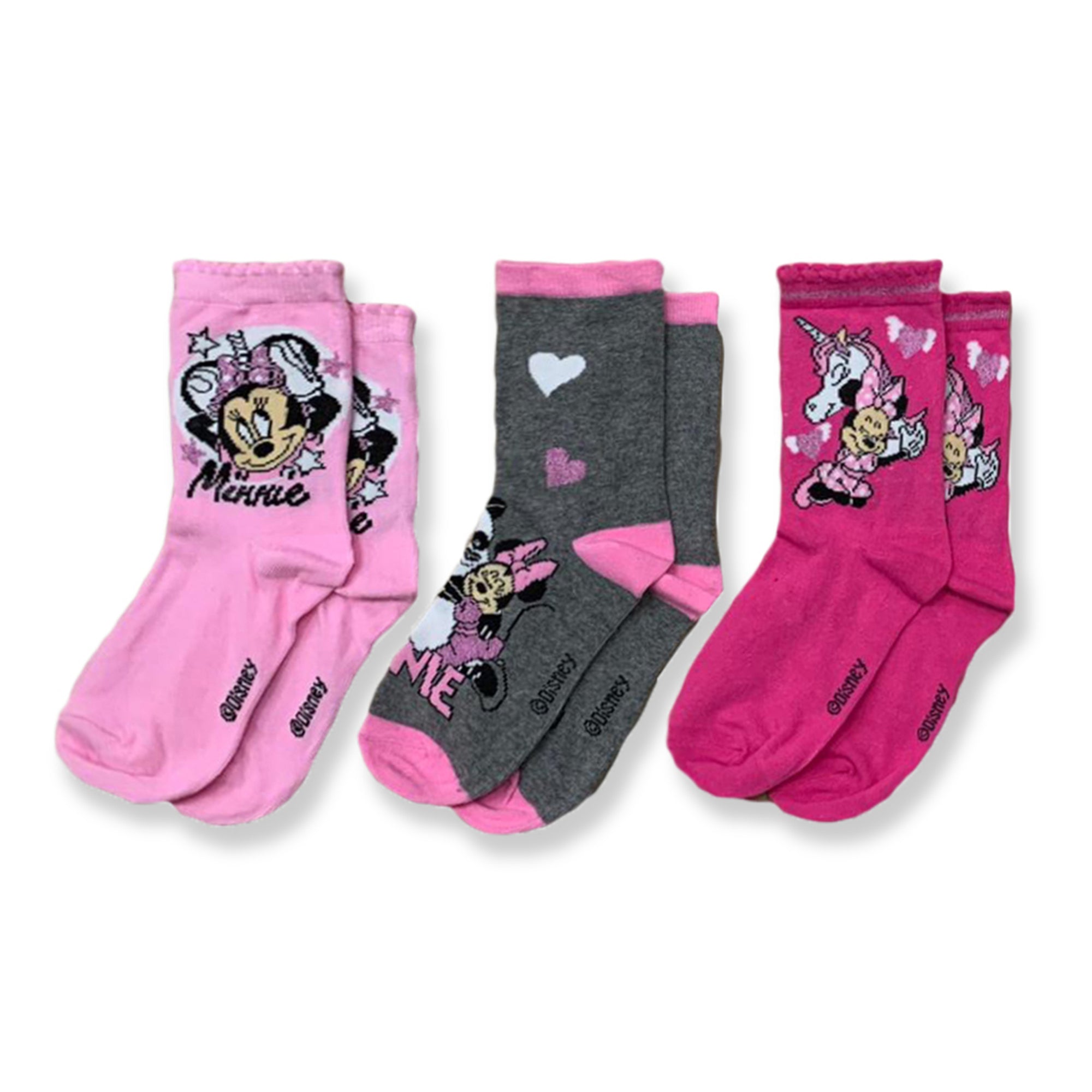 Calzini Disney Minnie Mouse Unicorno 3 Paia con Lurex per bambina in cotone 3325