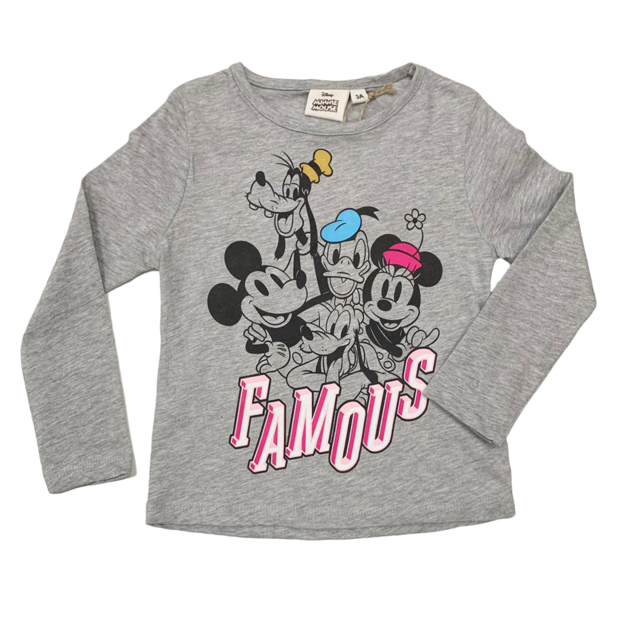 Maglietta maniche lunghe bambina ufficiale Disney Minnie Mouse originale 3327