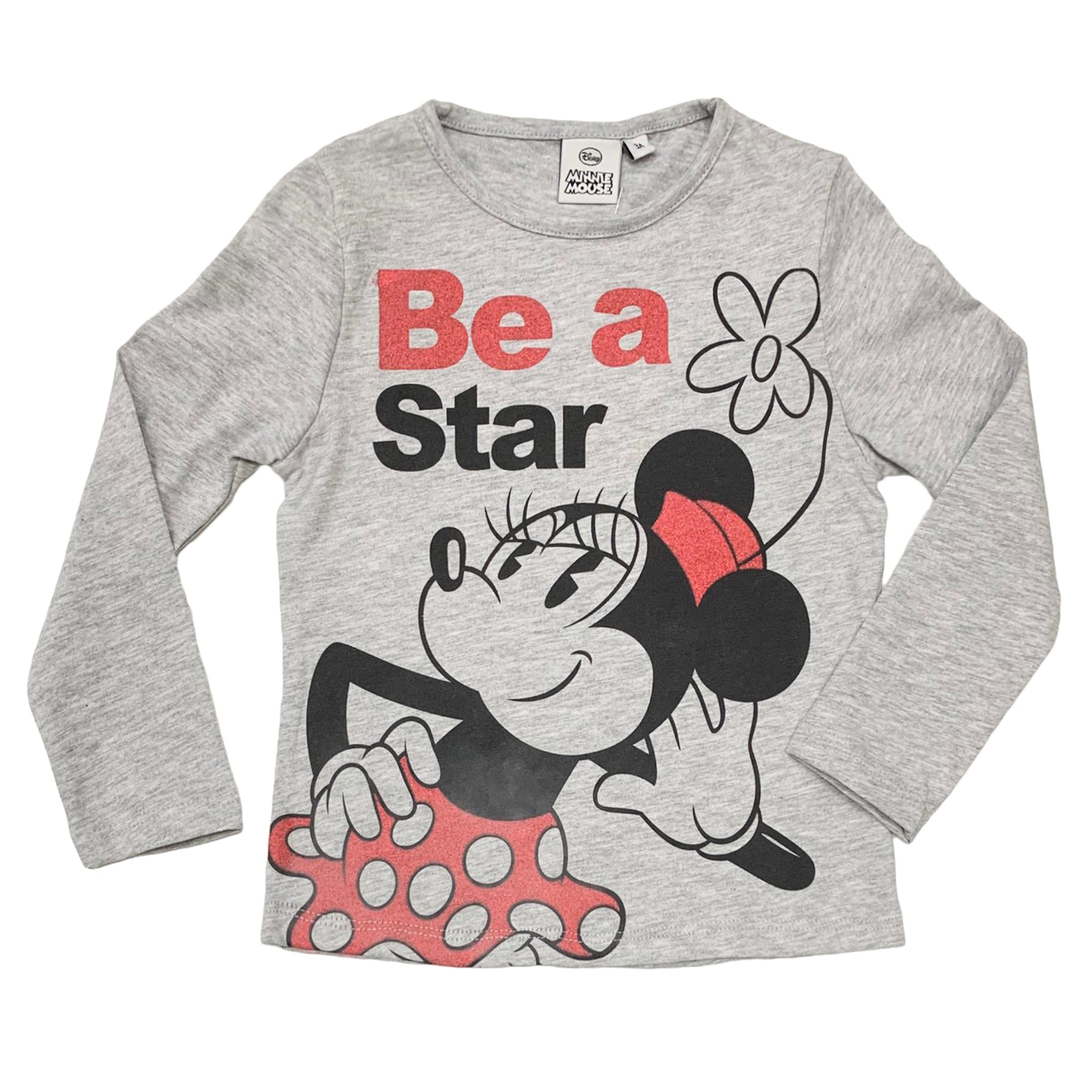 Maglietta maniche lunghe bambina ufficiale Disney Minnie Mouse originale 3328