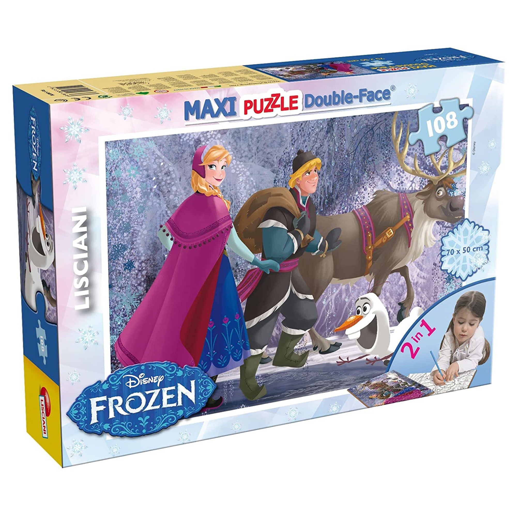 Puzzle maxi double-face Disney Frozen Elsa e Anna 108 pz retro colorabile 3368