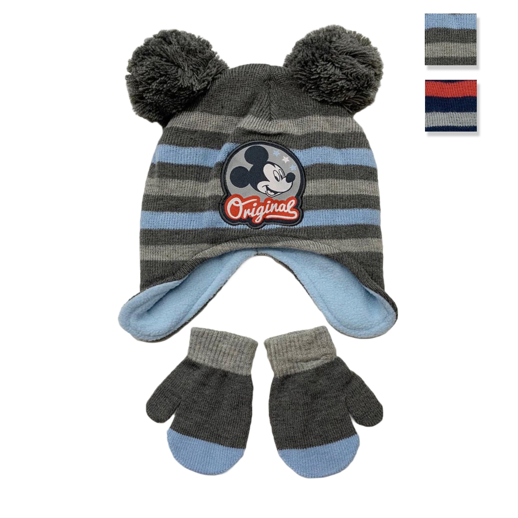 Set Cappellino e guanti invernale Disney Mickey Mouse paraorecchie bambino 3395