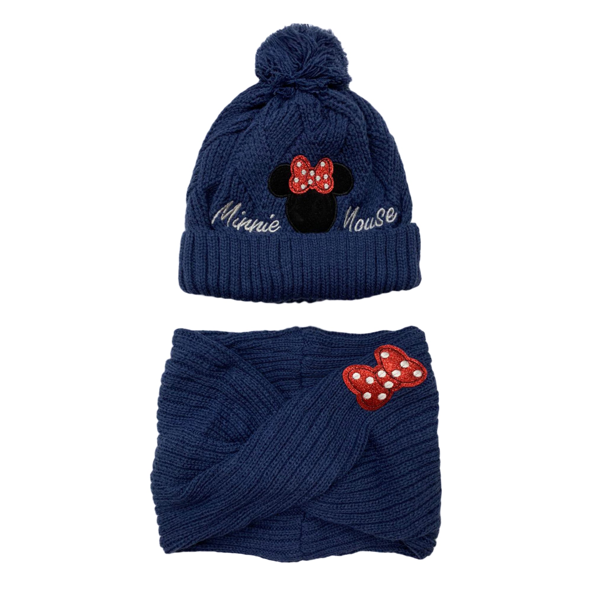 Cappello e scaldacollo invernale Disney Minnie Pon Pon cappellino bambina 3403