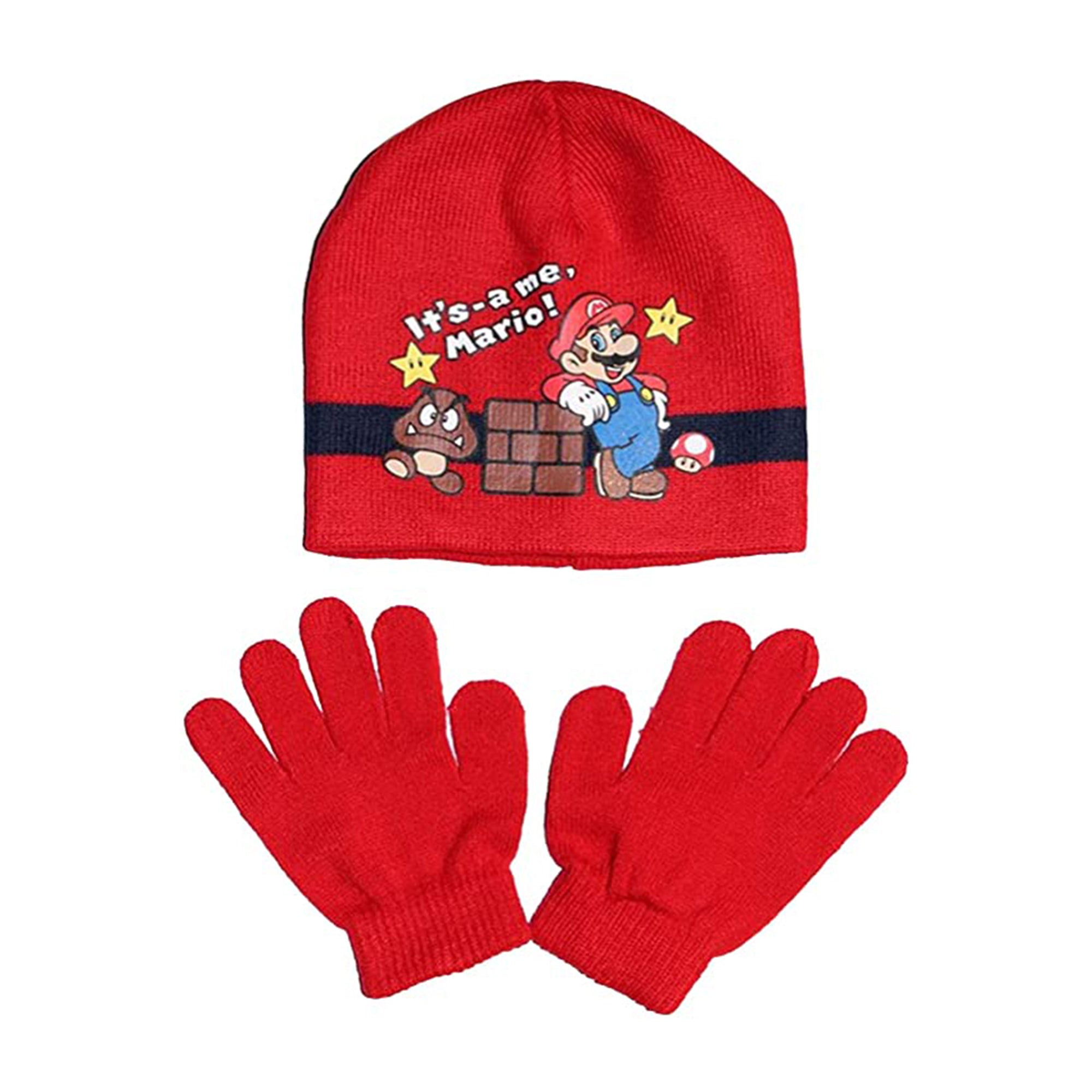 Set cappello, guanti invernale Super Mario Bros Nintendo cappellino ba