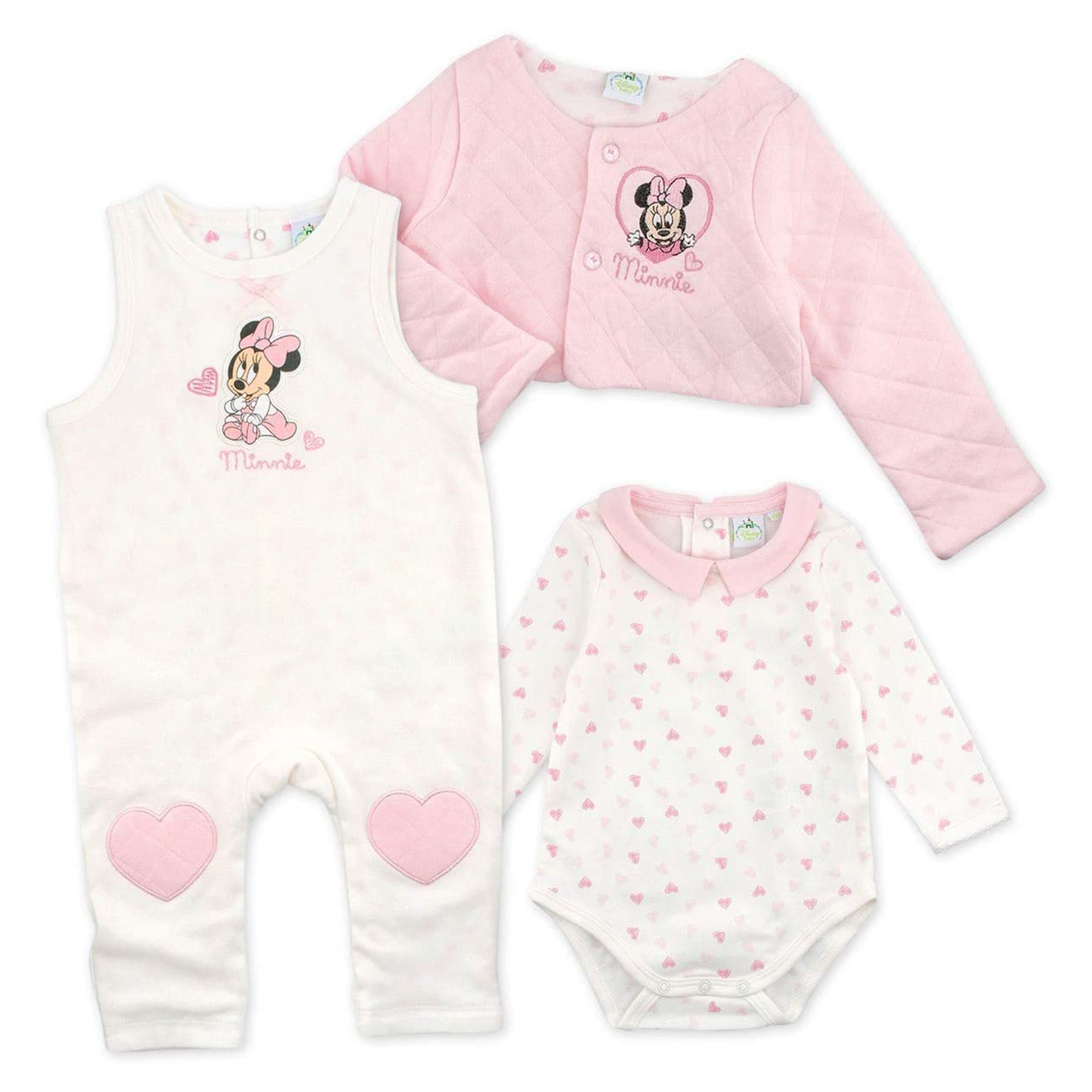 Set 3 pezzi tutina pagliaccetto body e giacchino Disney Minnie neonata 3428