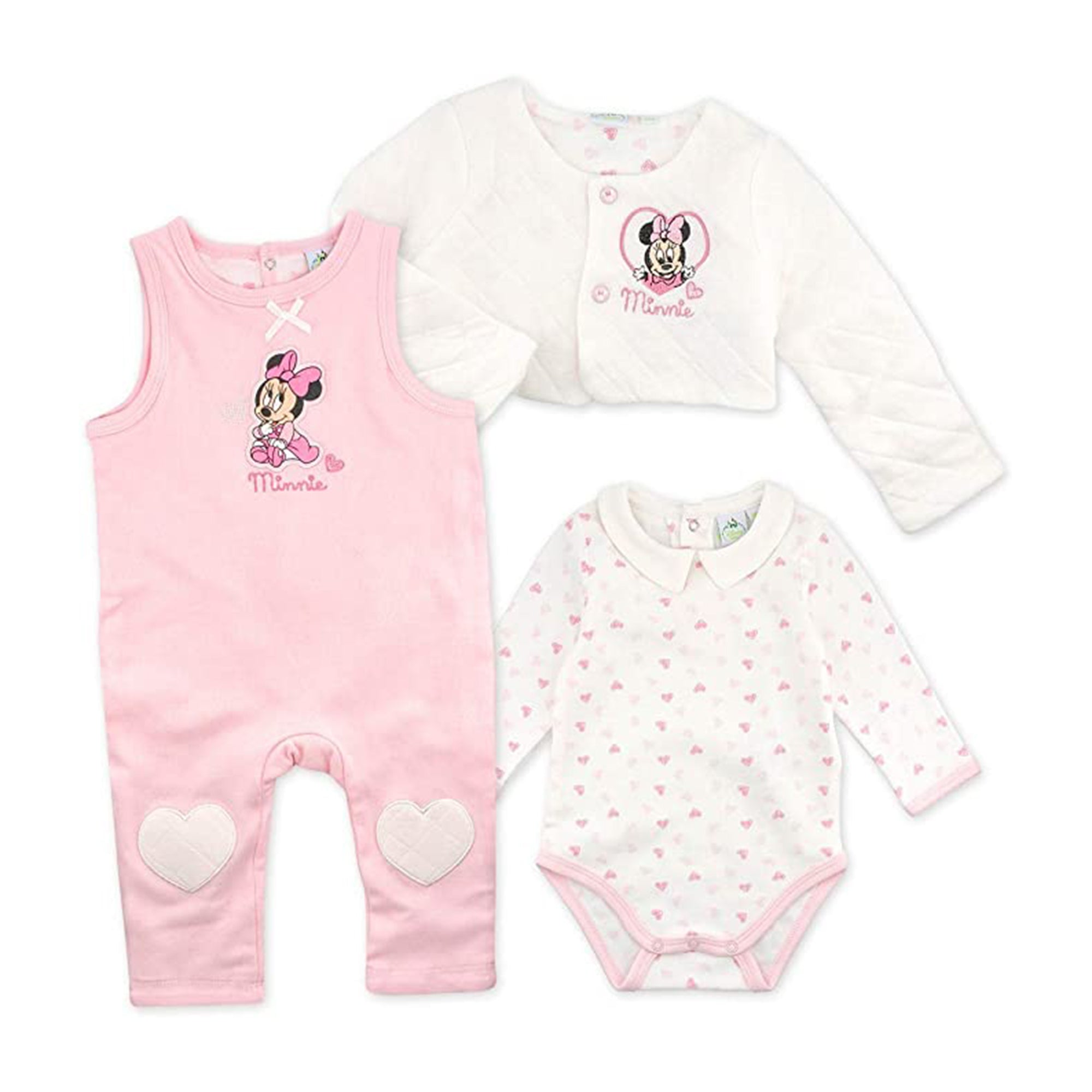 Set 3 pezzi tutina pagliaccetto body e giacchino Disney Minnie neonata 3428