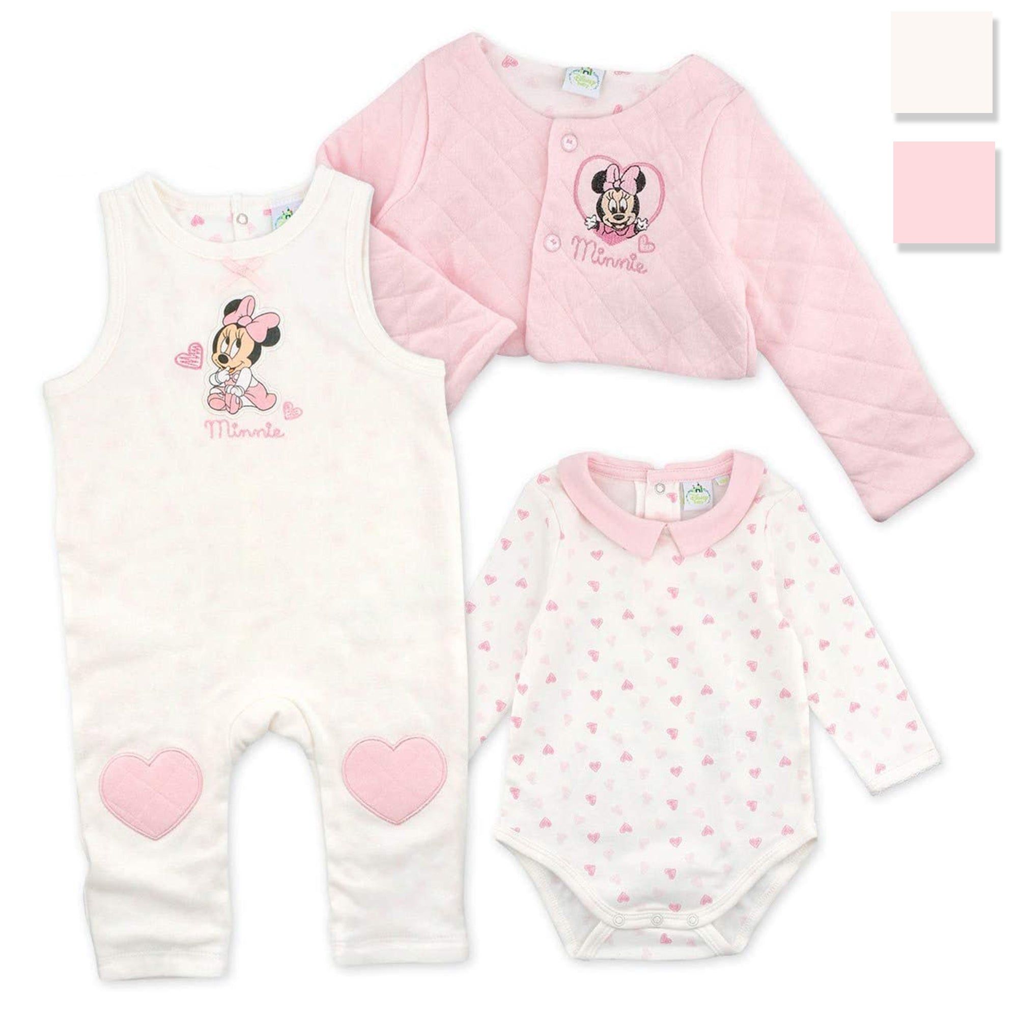 Set 3 pezzi tutina pagliaccetto body e giacchino Disney Minnie neonata 3428