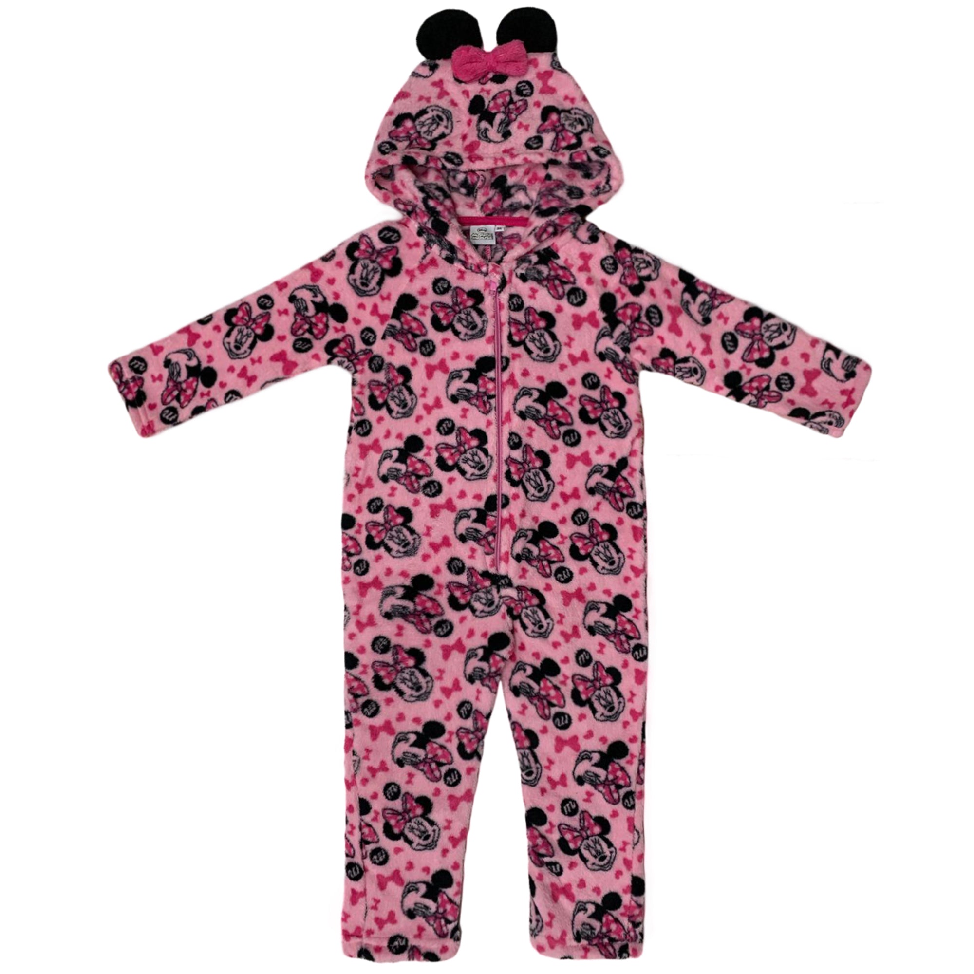 Pigiama un pezzo con cappuccio ufficiale Disney Minnie bambina ragazza 3446