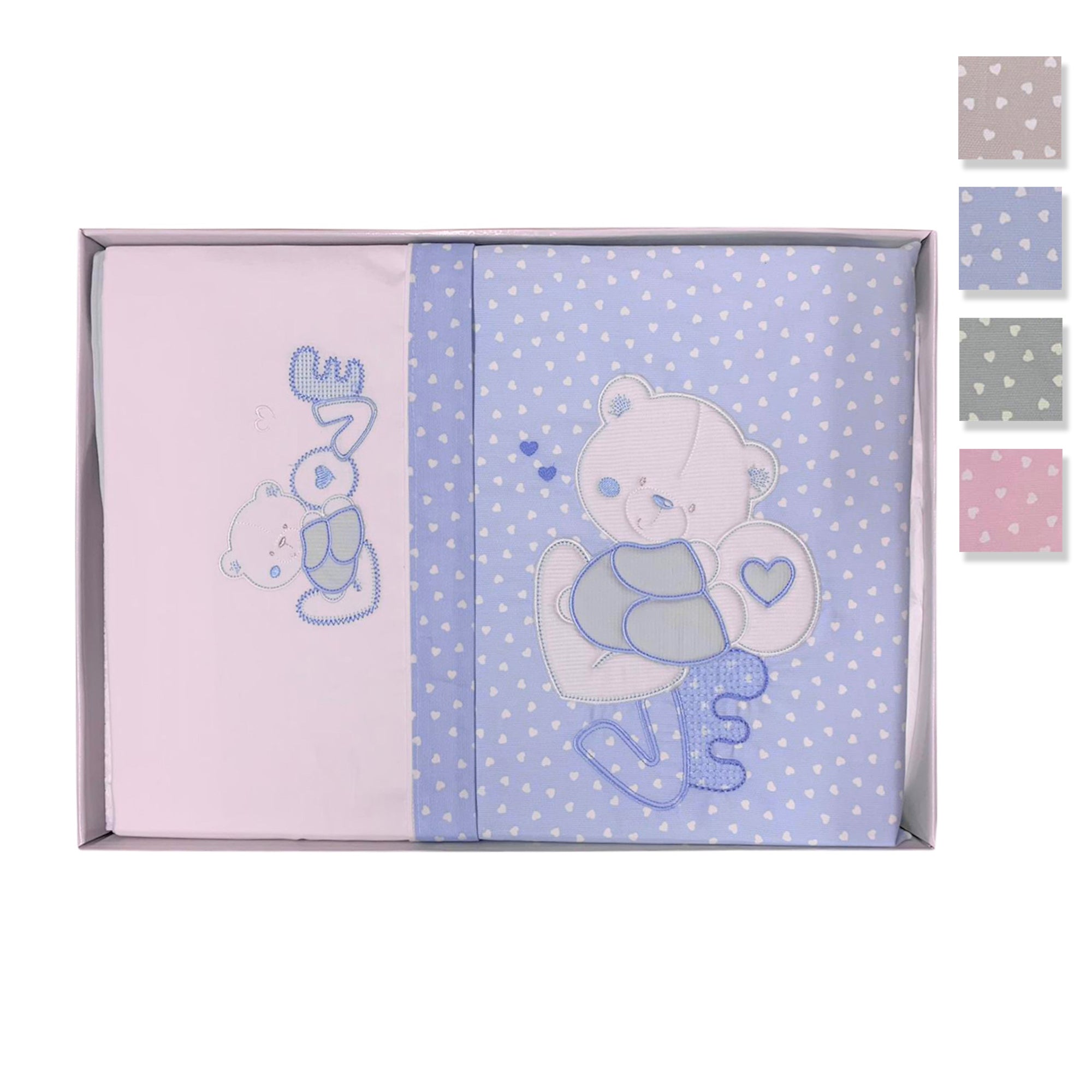 Coordinato culla carrozzina ricamato Piccole Emozioni neonato set 5 pezzi 3512