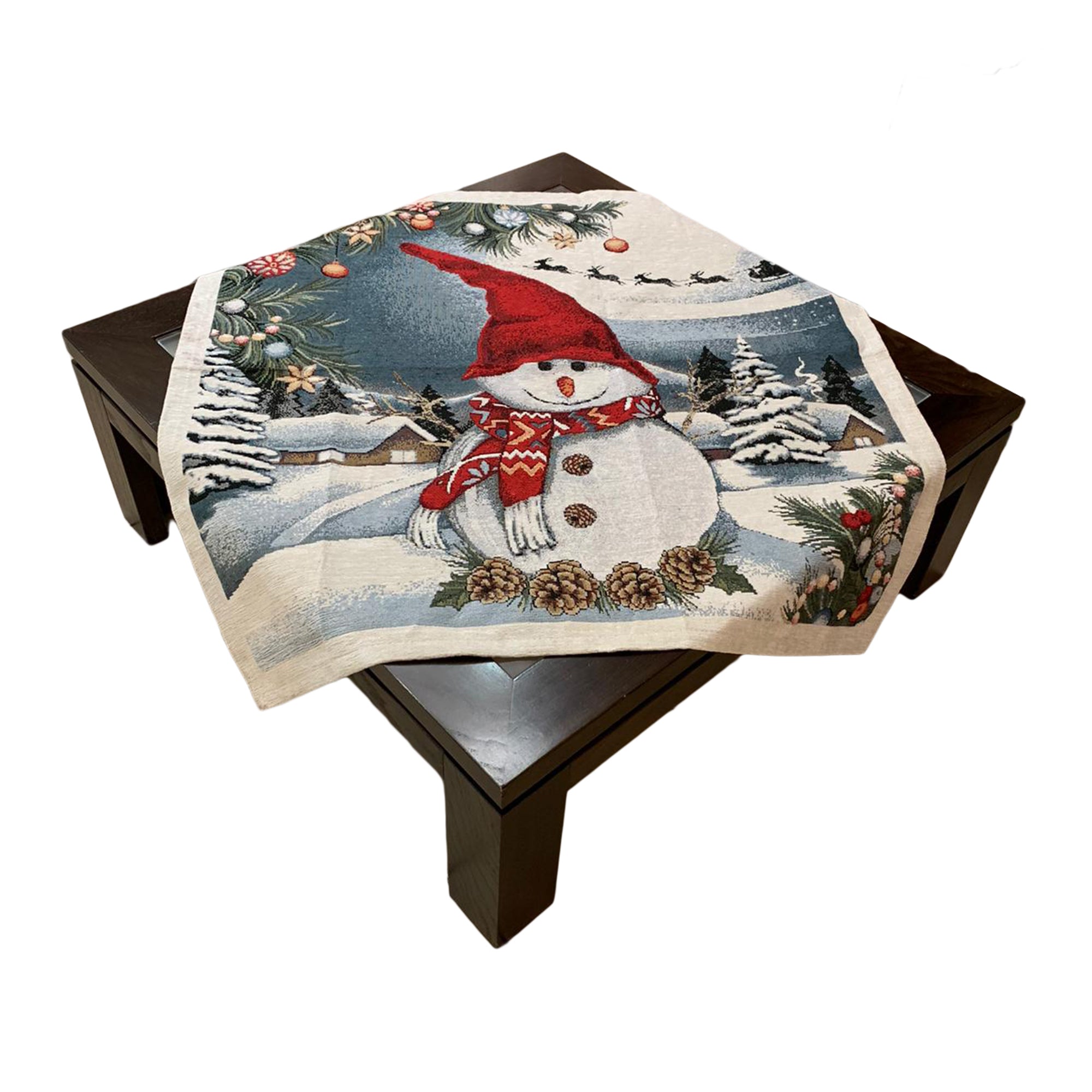 Centrotavola natalizio 90x90 cm decorazioni tavola Natale Pupazzo di Neve 3608