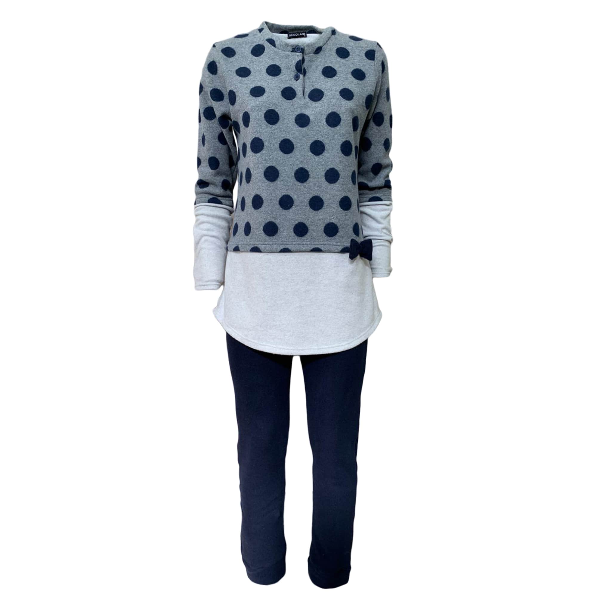 Pigiama serafino invernale lungo donna pile Character out of Singolare 3688