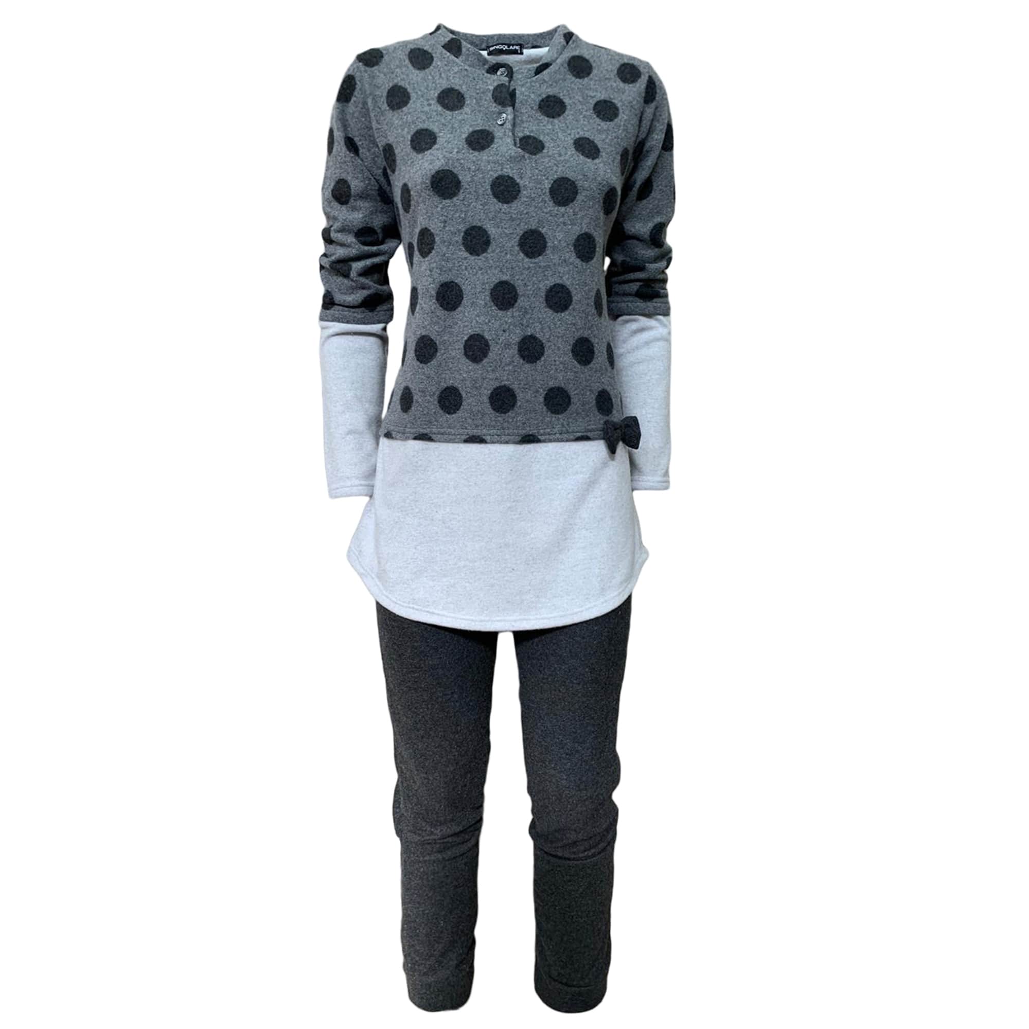 Pigiama serafino invernale lungo donna pile Character out of Singolare 3688