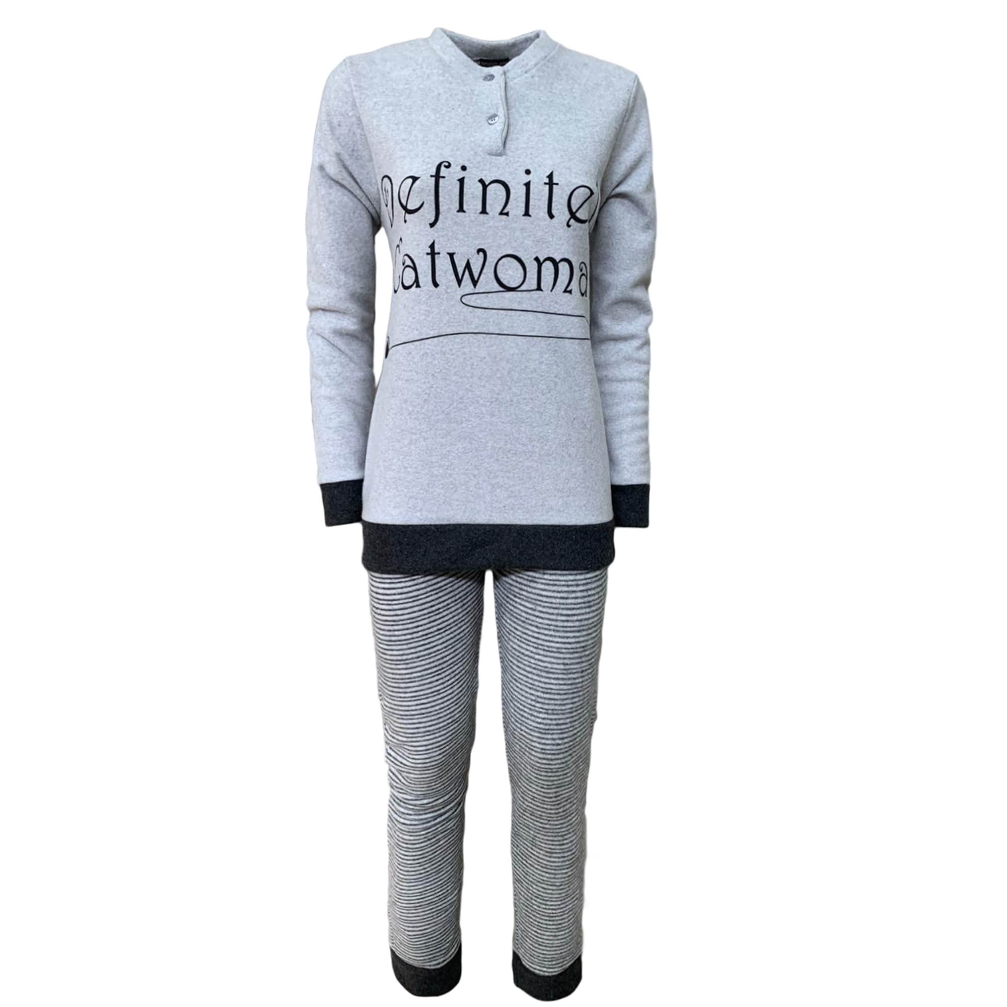 Pigiama serafino invernale lungo donna pile Character out of Singolare 3689