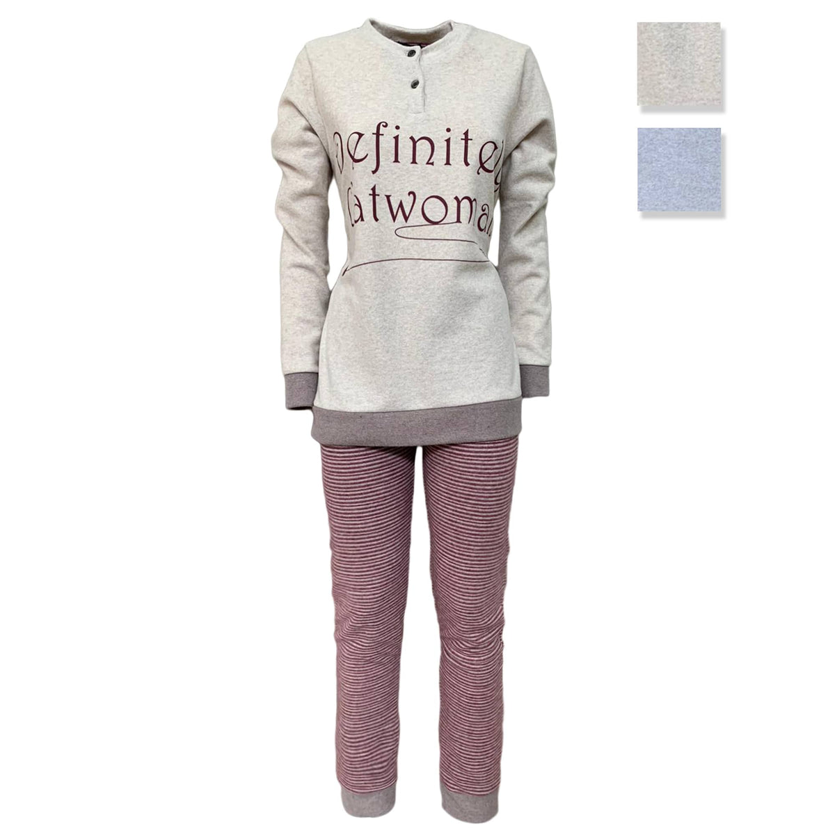 Pigiama serafino invernale lungo donna pile Character out of Singolare 3689
