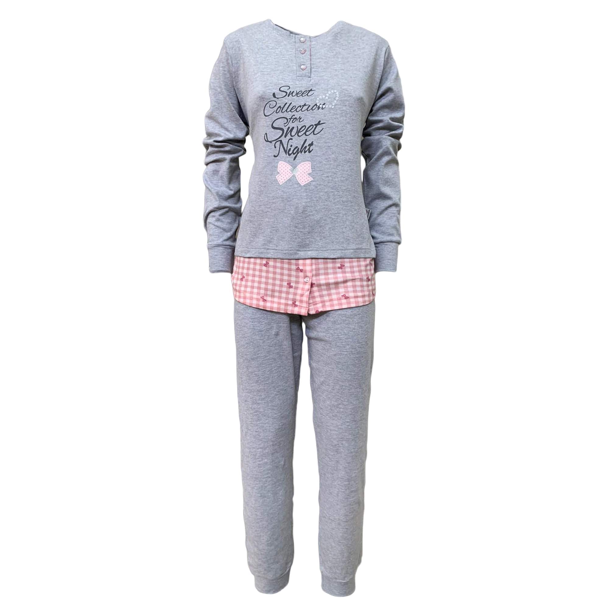 Pigiama serafino cotone interlock lungo donna S2G Italia stampato 3691
