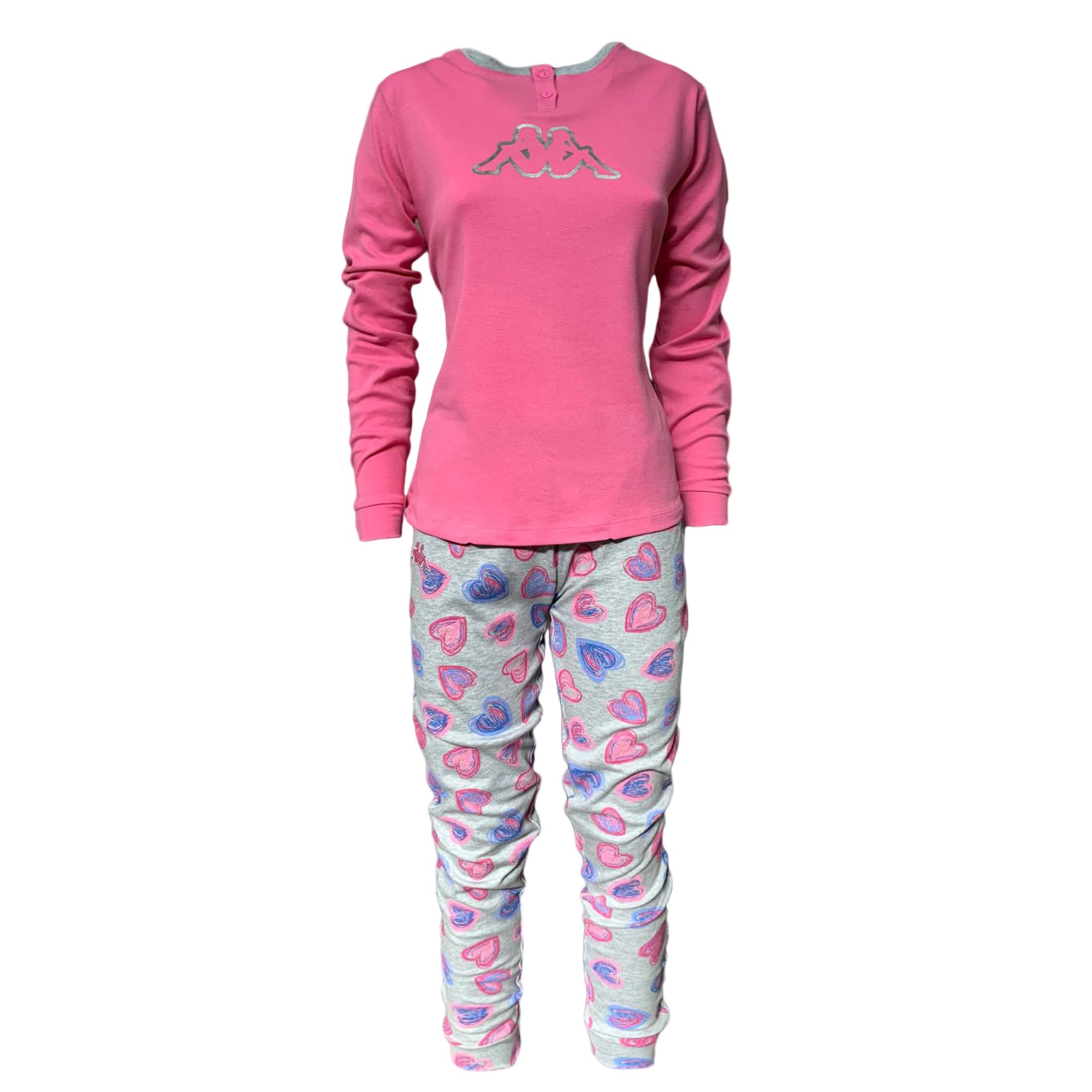 Pigiama invernale cotone interlock Kappa lungo serafino stampato ragazza 3695