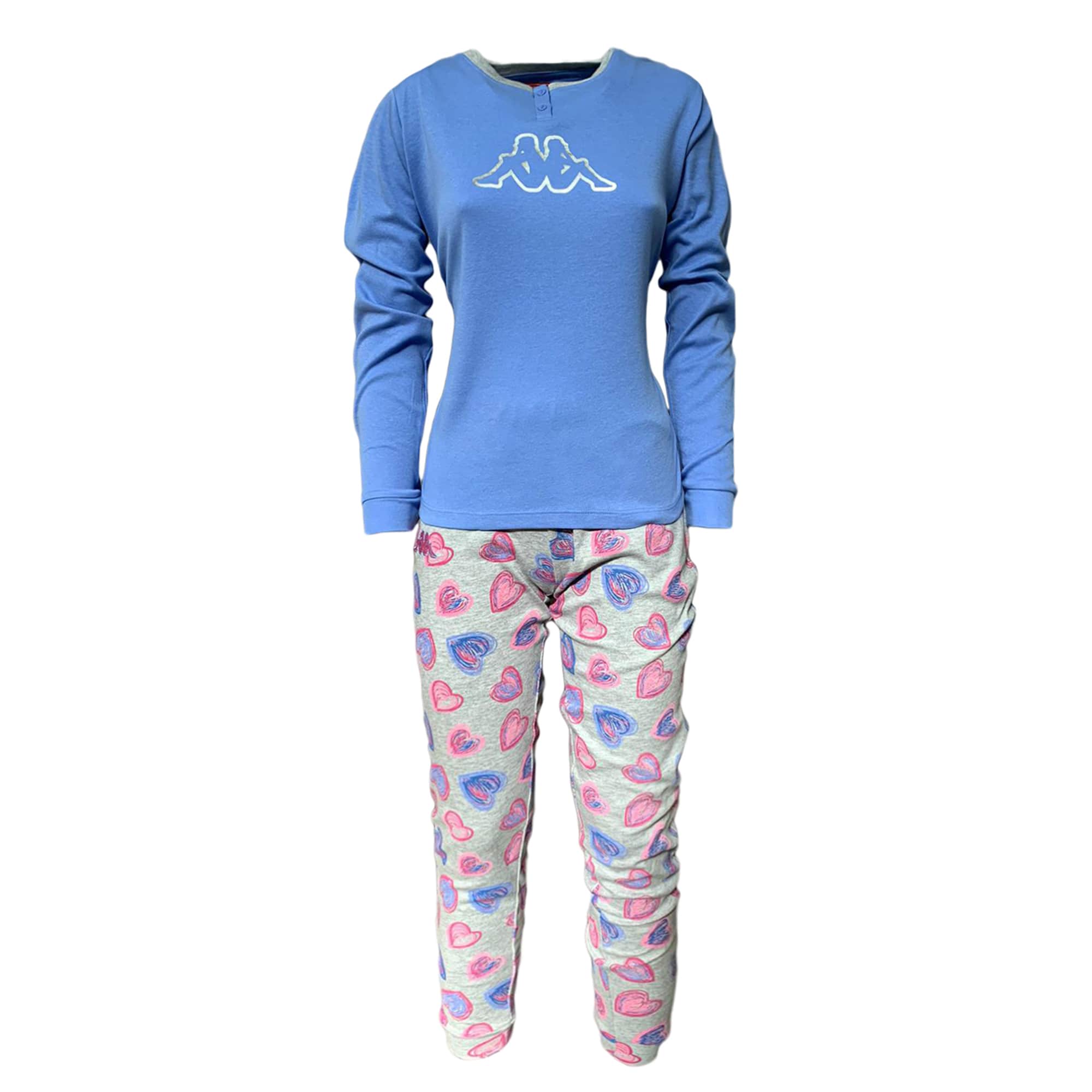 Pigiama invernale cotone interlock Kappa lungo serafino stampato ragazza 3695