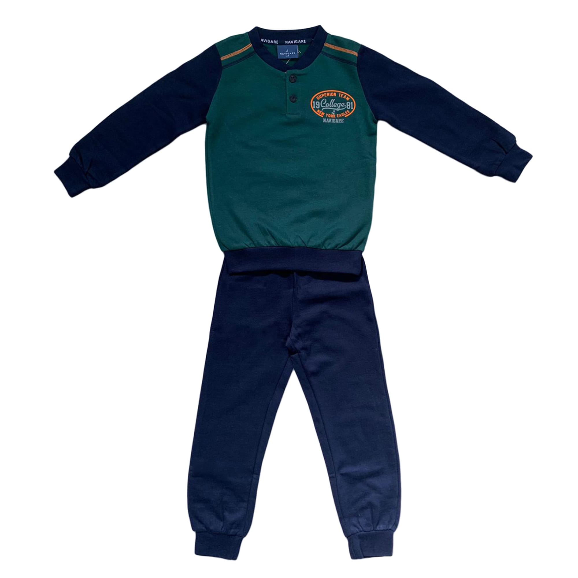 Pigiama serafino invernale maniche lunghe cotone Navigare lungo bambino 3698