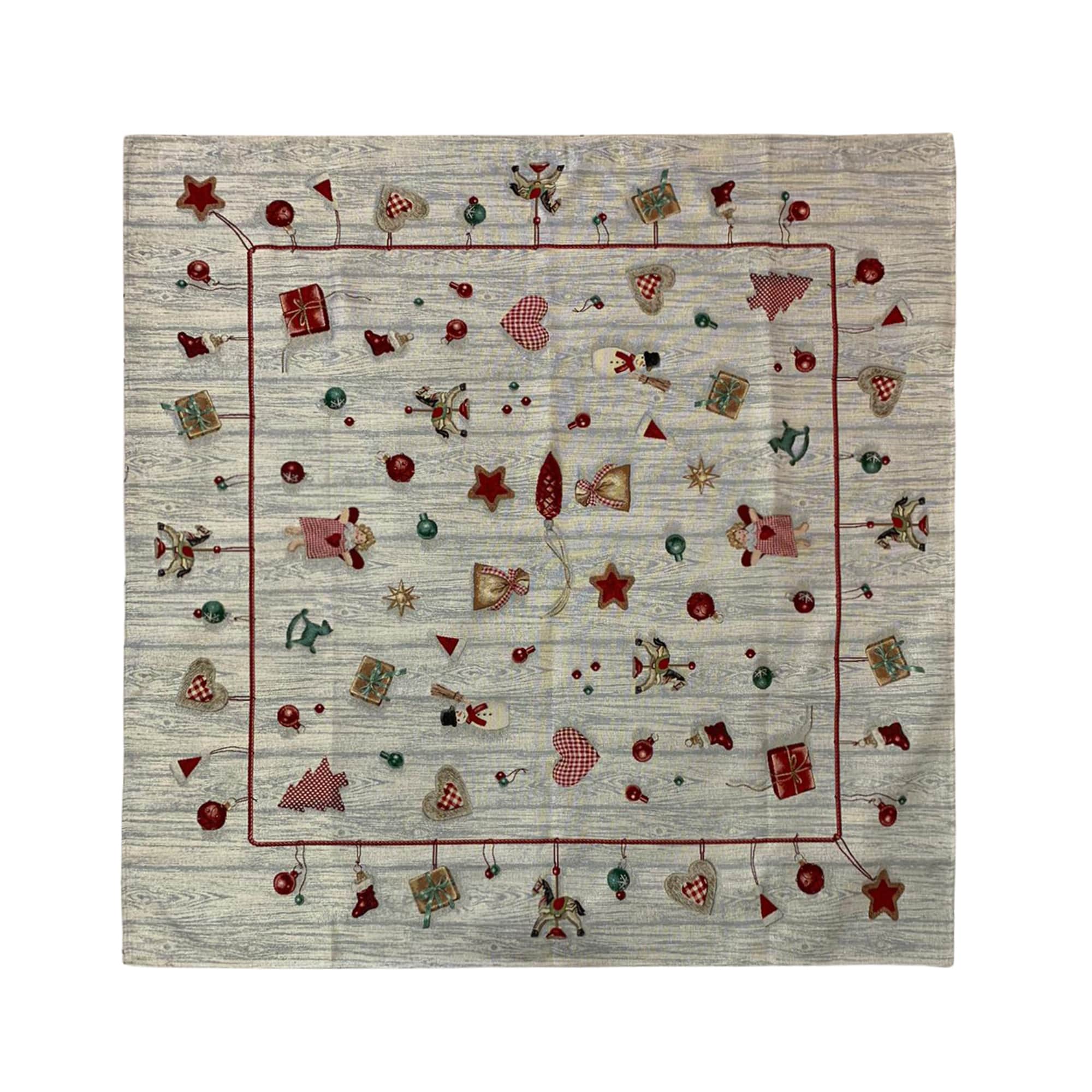 Centrotavola natalizio 140x140cm decorazioni Natale Maestri Cotonieri 3713