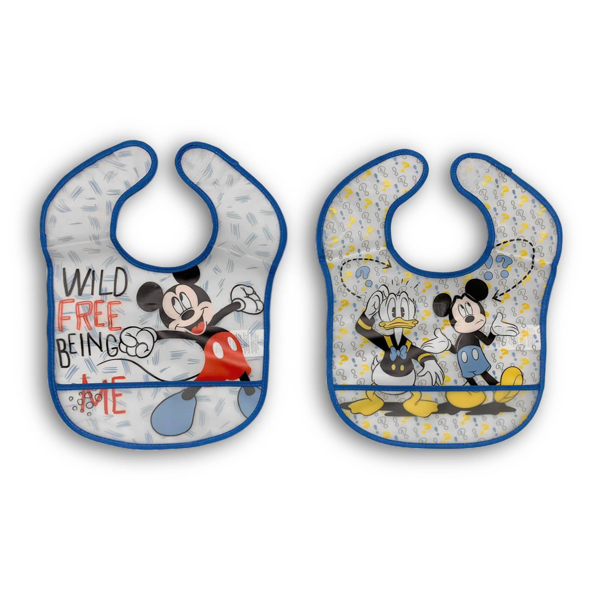 Bavaglino neonato bambino Disney Mickey Mouse 2 bavaglini in polietilene 3767