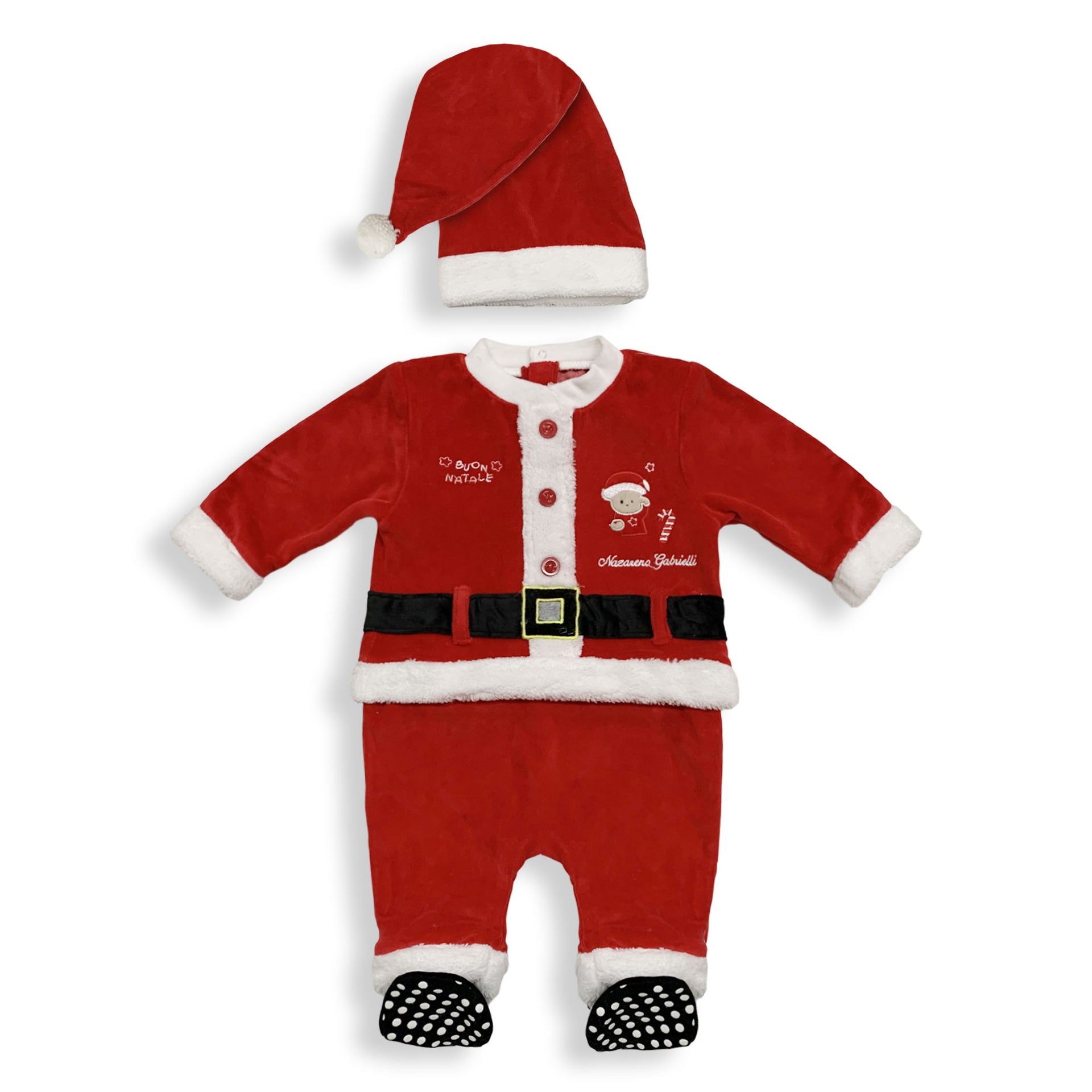 Tutina neonato natalizia di Babbo Natale body pagliaccetto con
