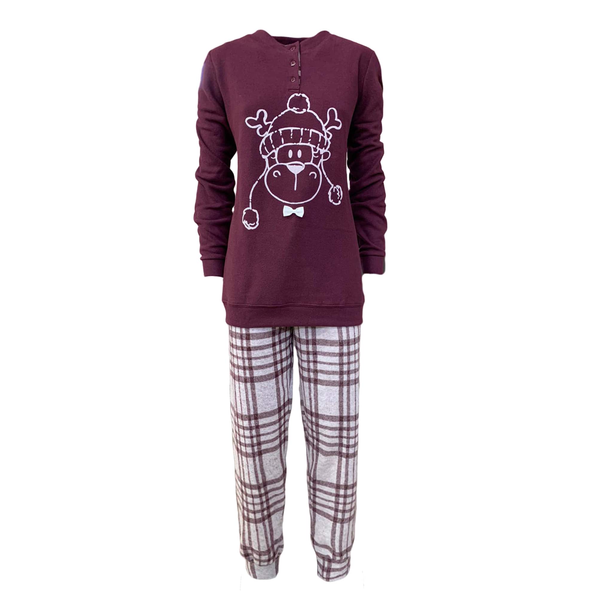 Pigiama serafino invernale lungo donna punto milano scozzese Pop Corn 3798