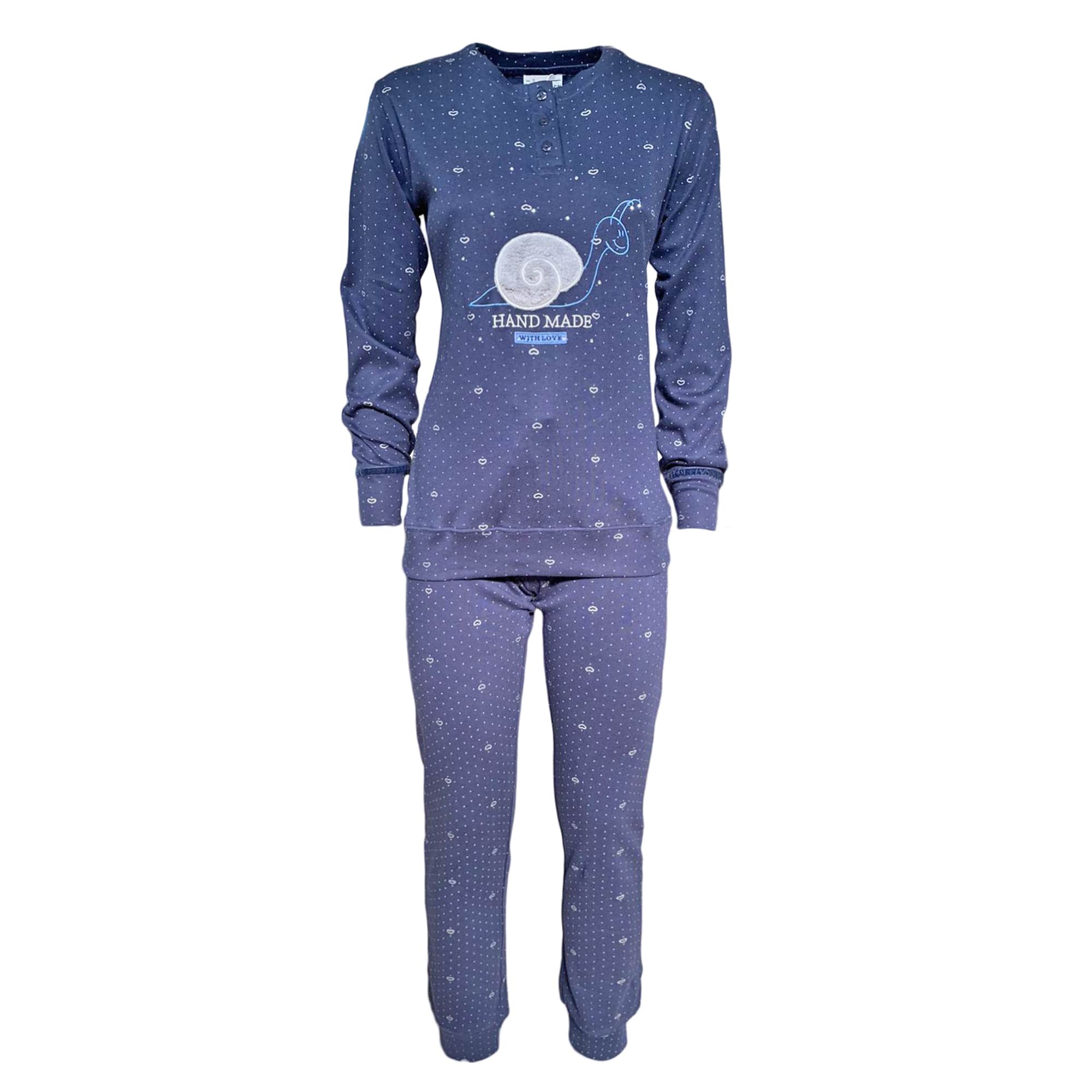 Pigiama serafino invernale lungo donna Interlock caldo cotone Pop Corn 3800