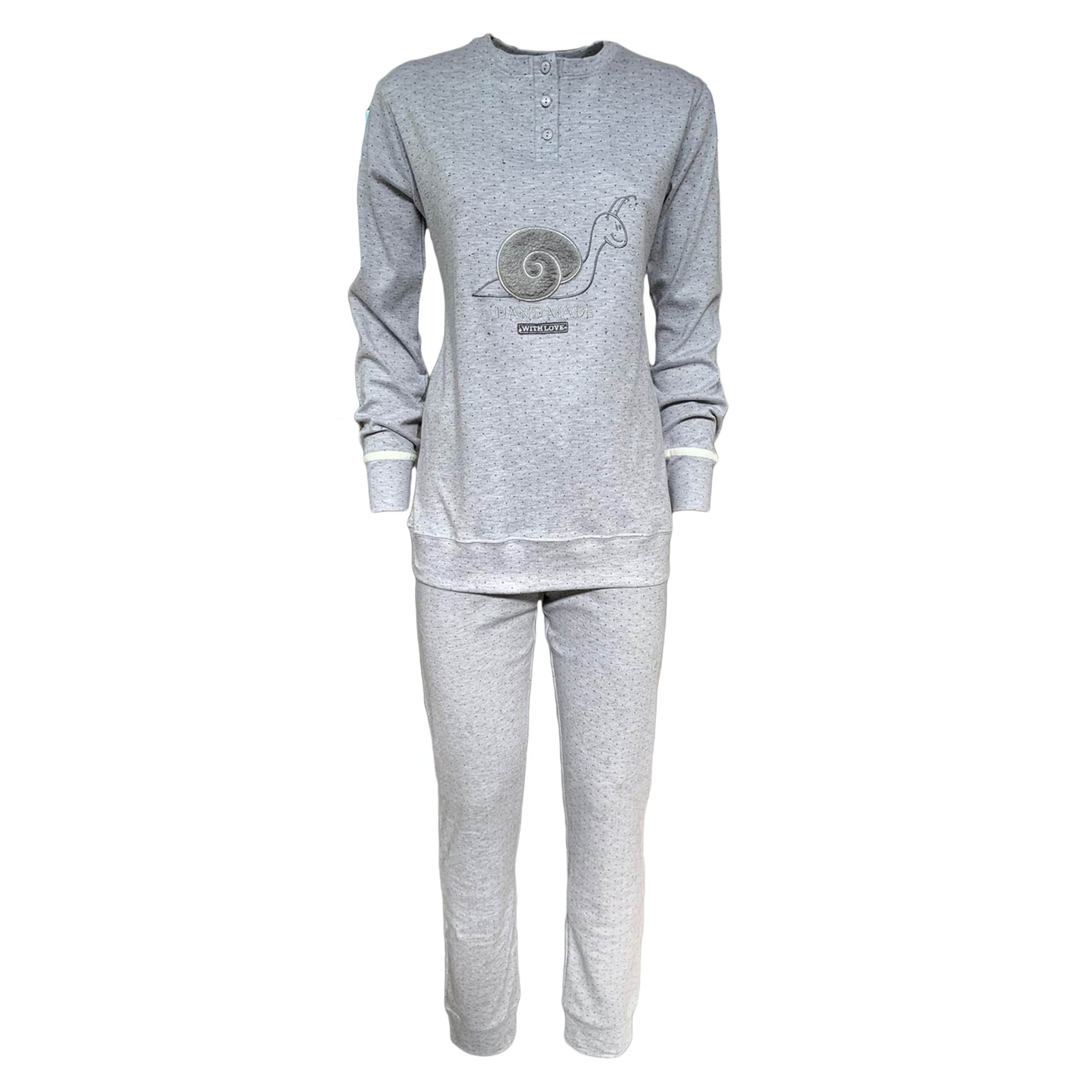 Pigiama serafino invernale lungo donna Interlock caldo cotone Pop Corn 3800