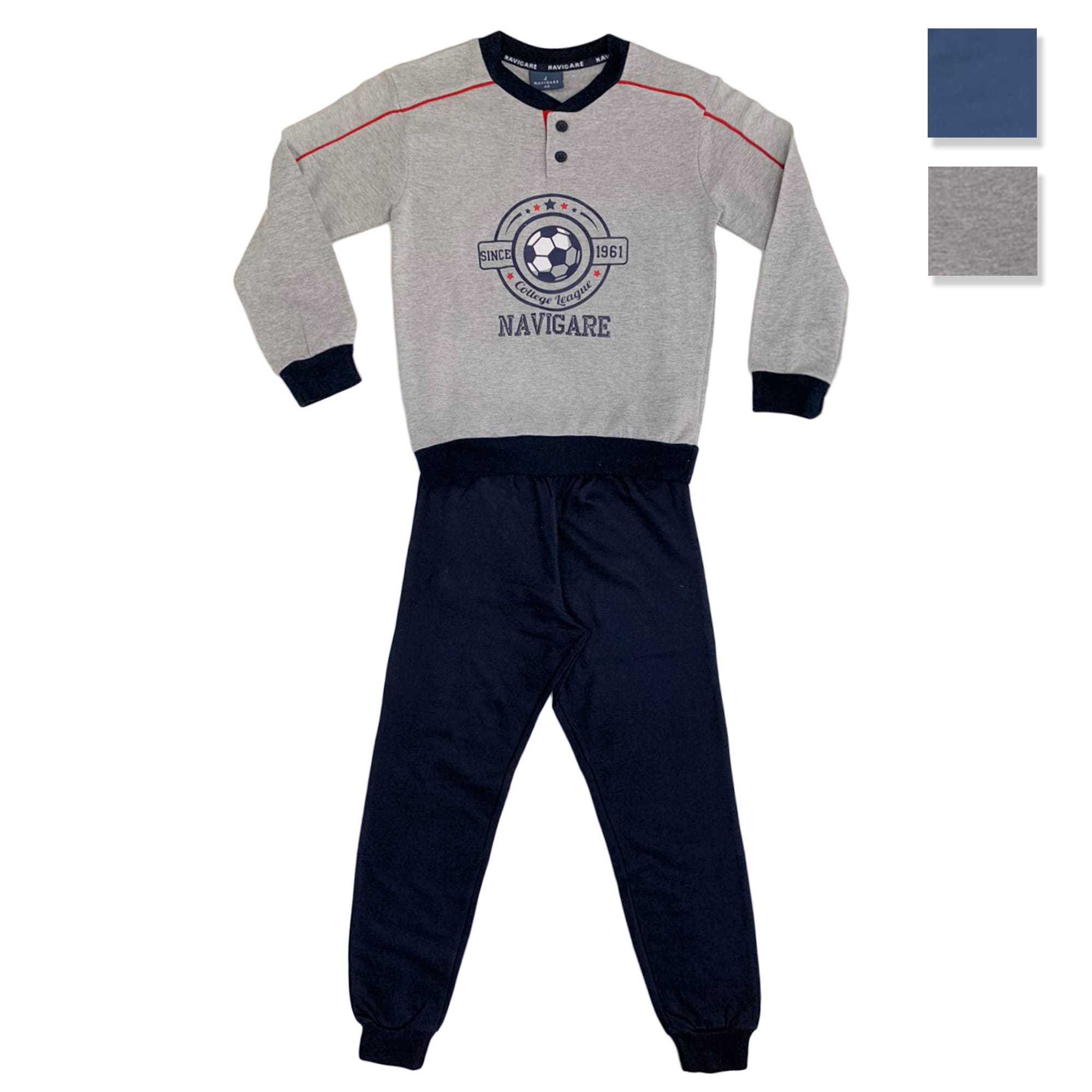 Pigiama serafino invernale maniche lunghe cotone Navigare lungo bambino 3802