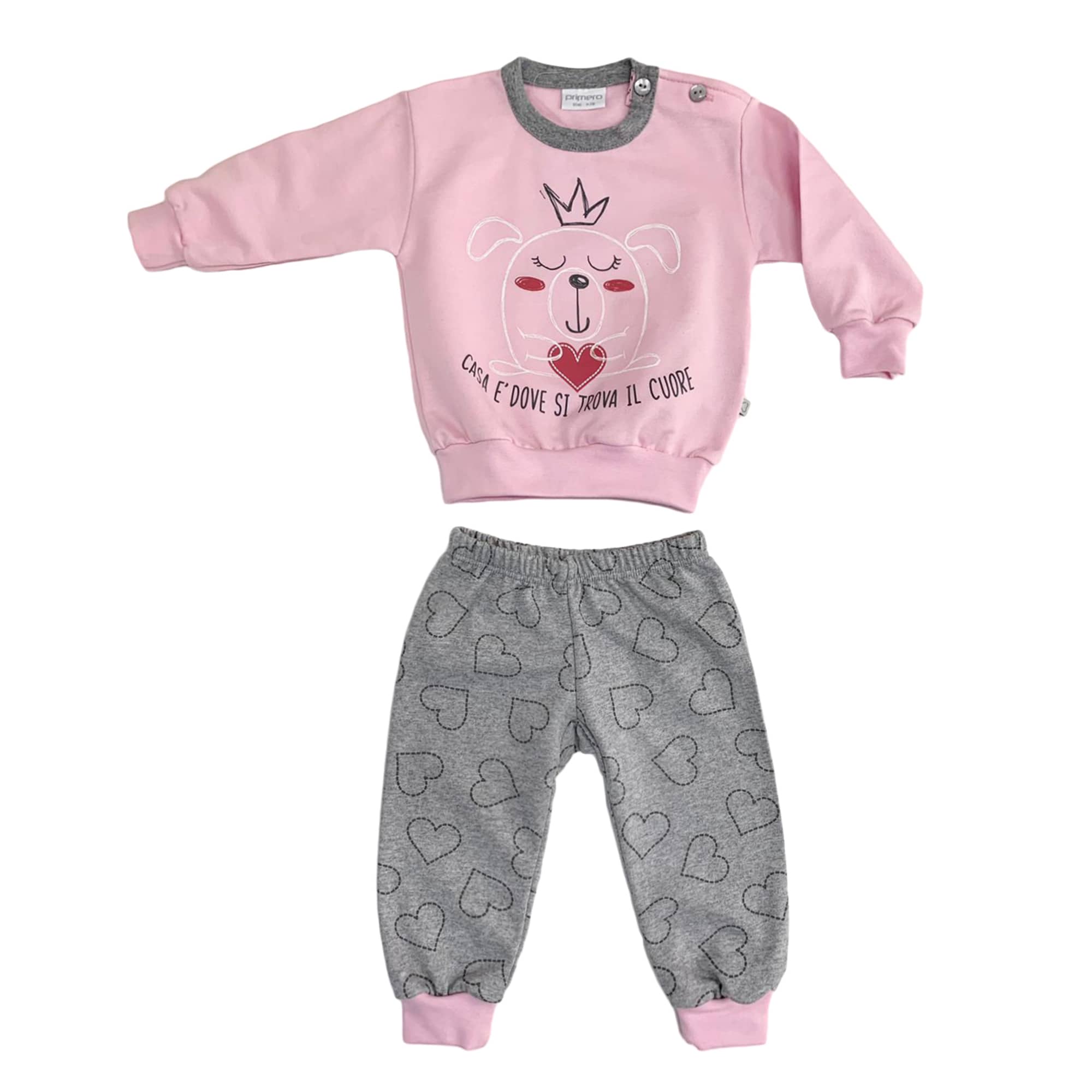 Pigiama invernale caldo cotone neonato bambina stampato Felpa spalla aperta 3805