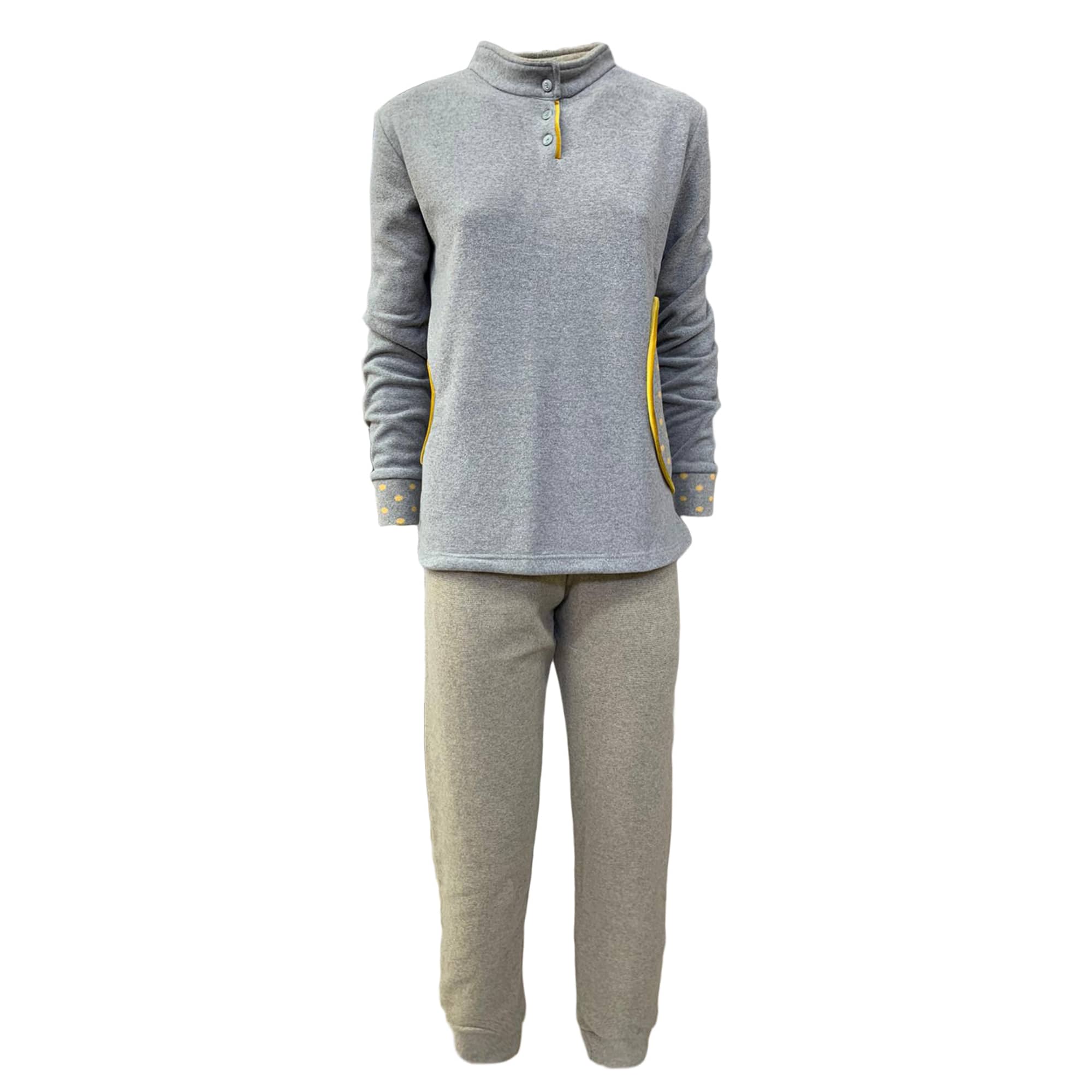 Pigiama invernale lungo donna in Pile collo alto Lenir Lolita Pois 3810