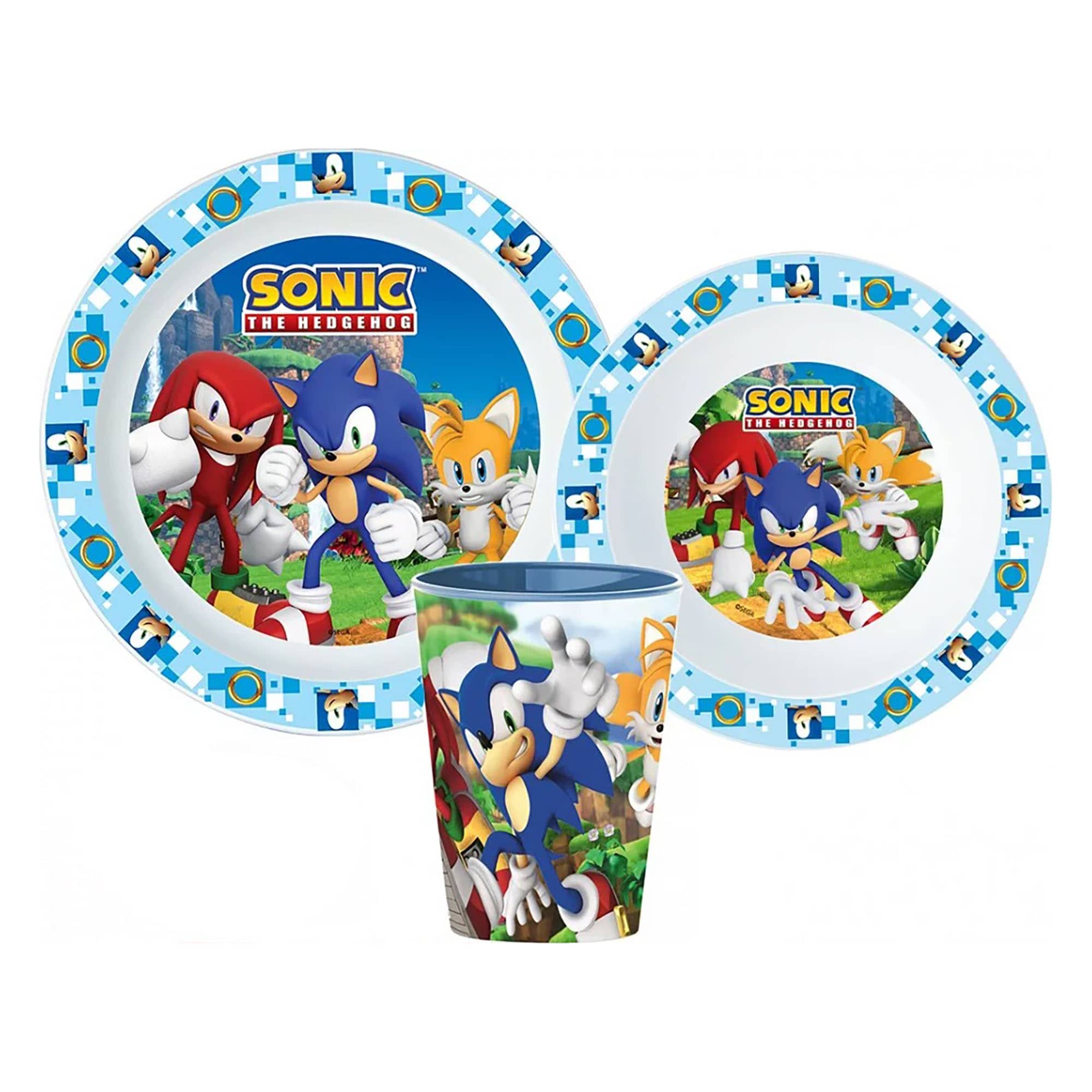 Set colazione 3 pezzi Sonic piatto bicchiere e ciotola scuola asilo 3909