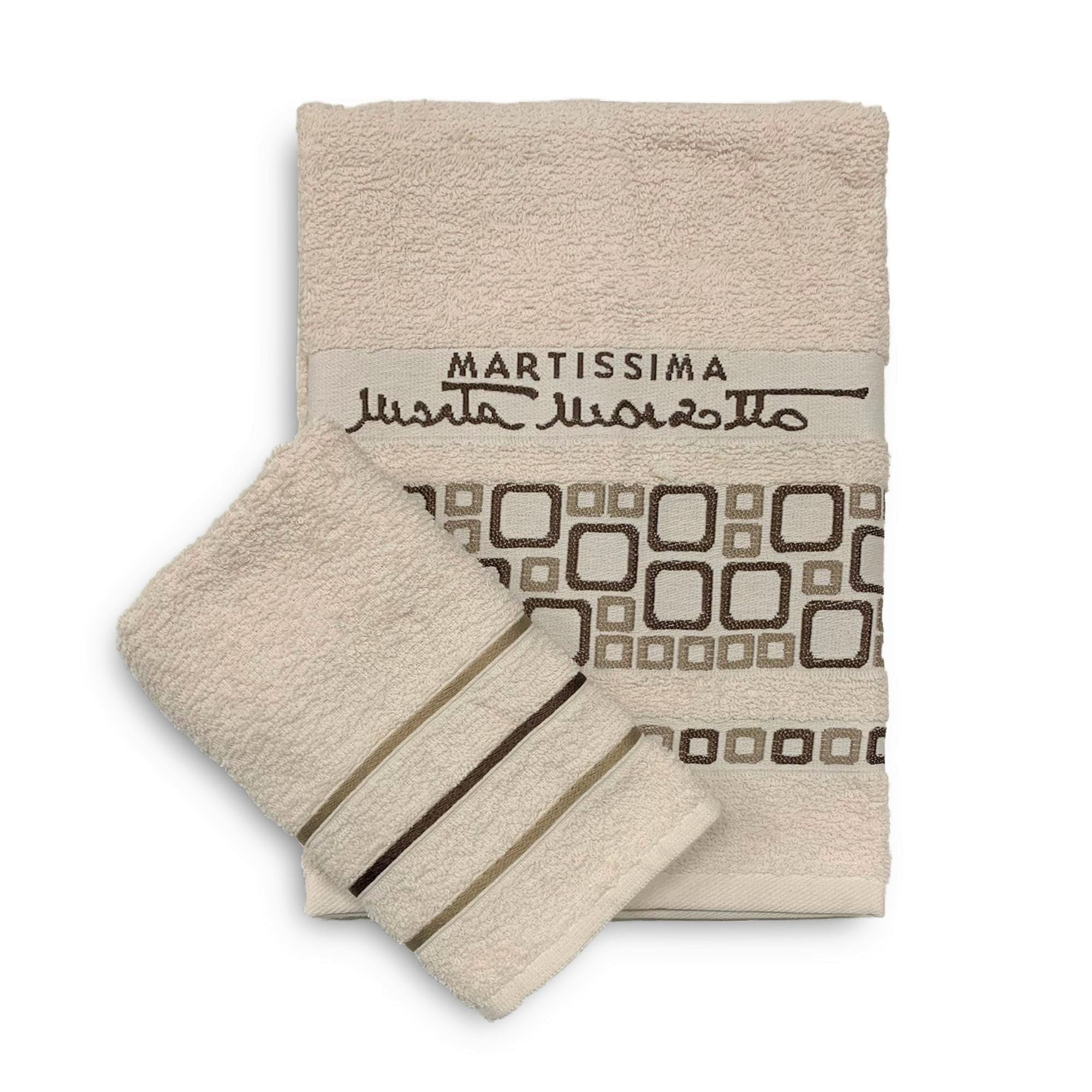 Set asciugamani bagno 1+1 in cotone viso e ospite Martissima Marta Marzotto 3935