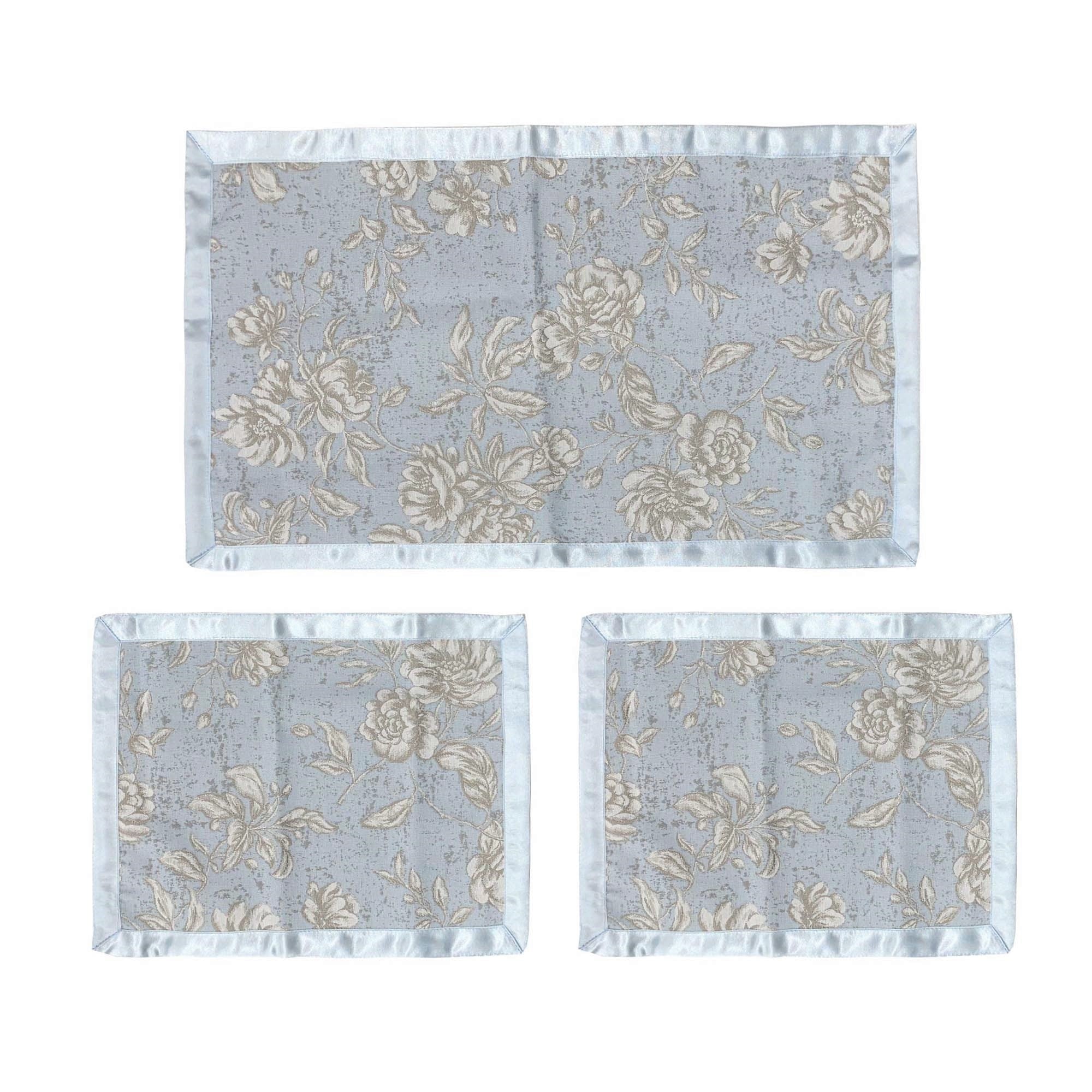 Completo centrini e runner set 3 pezzi Nausikaa decorativi Fiori Adria 3975