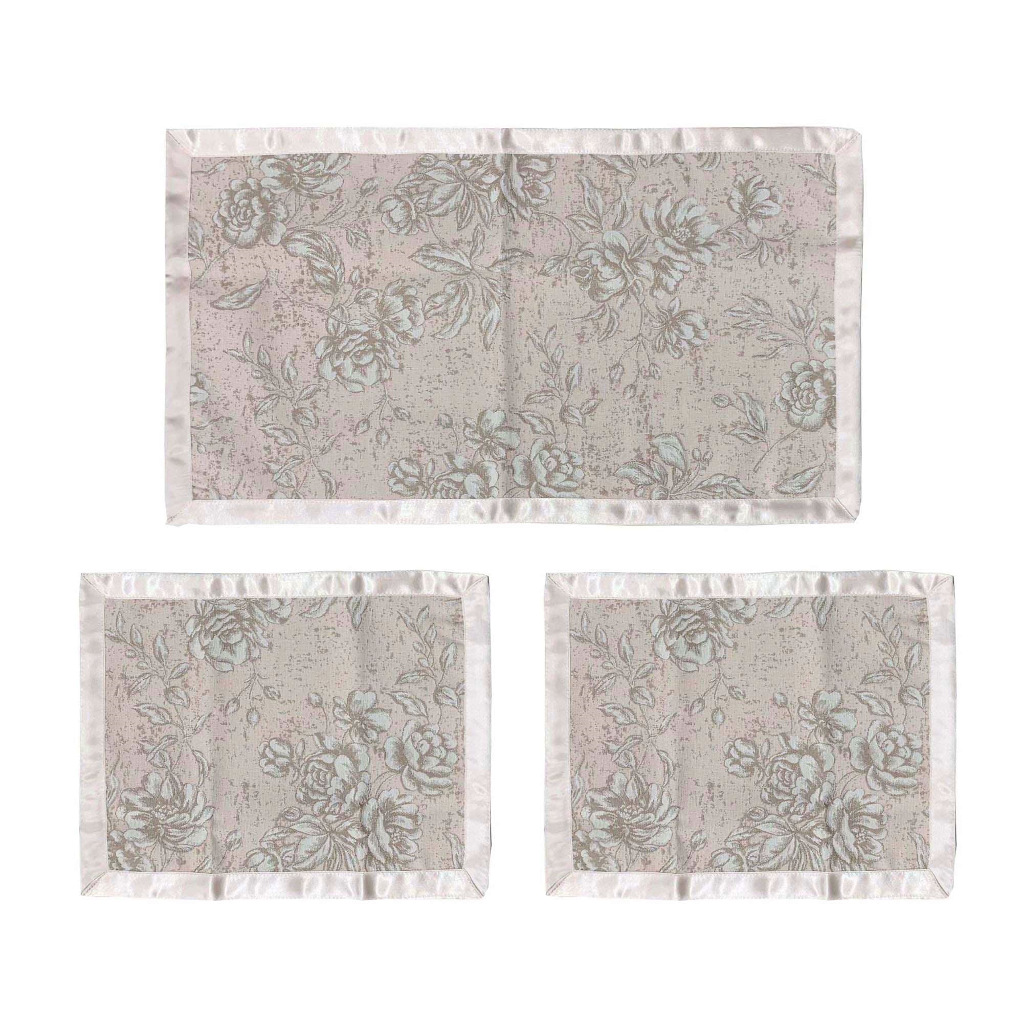 Completo centrini e runner set 3 pezzi Nausikaa decorativi Fiori Adria 3975