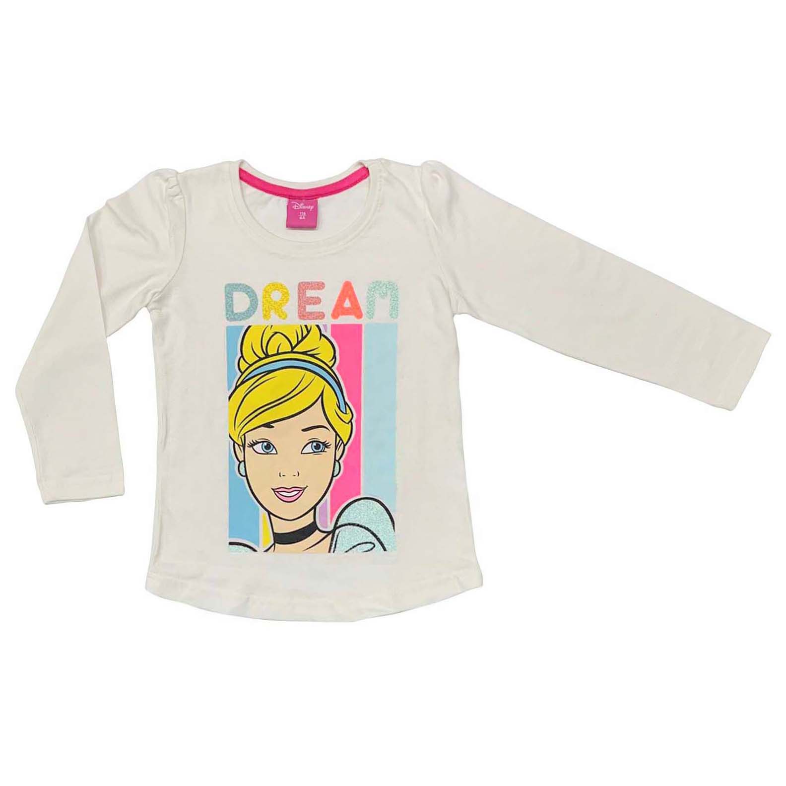 Maglia Disney Principessa Cenerentola maglietta mani. lunghe cotone bambina 3978