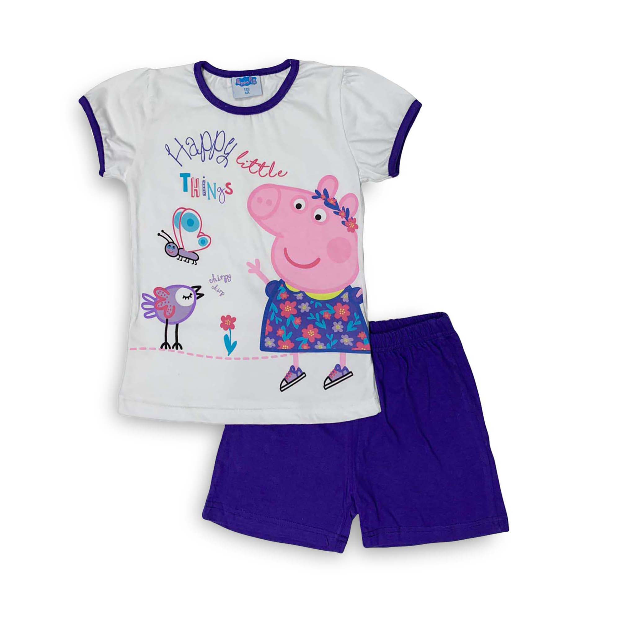 Pigiama corto bambina Peppa Pig completo t-shirt e pantaloncino in cotone 3983