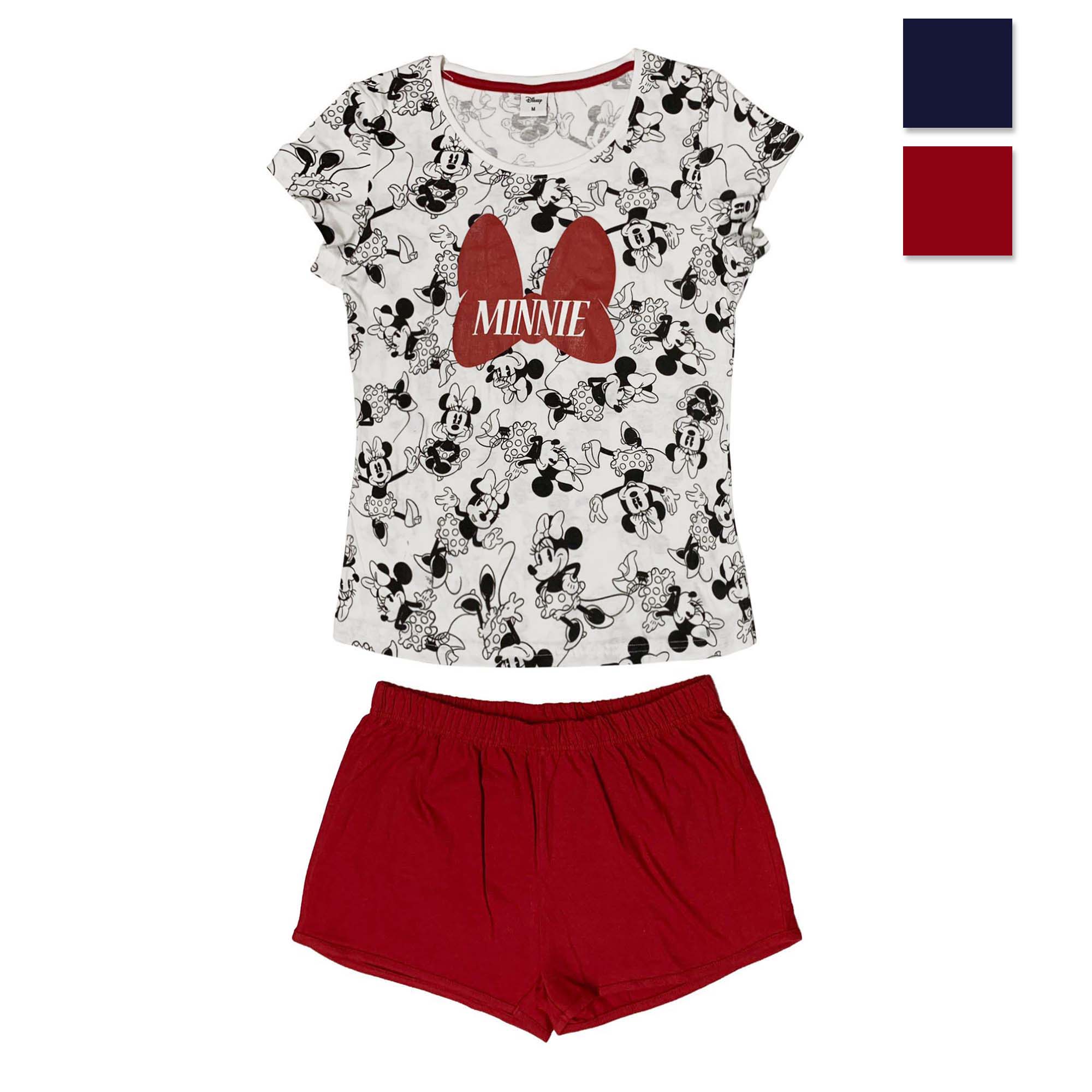 Pigiama corto donna Disney Minnie Mouse t-shirt e pantaloncino in cotone 3985